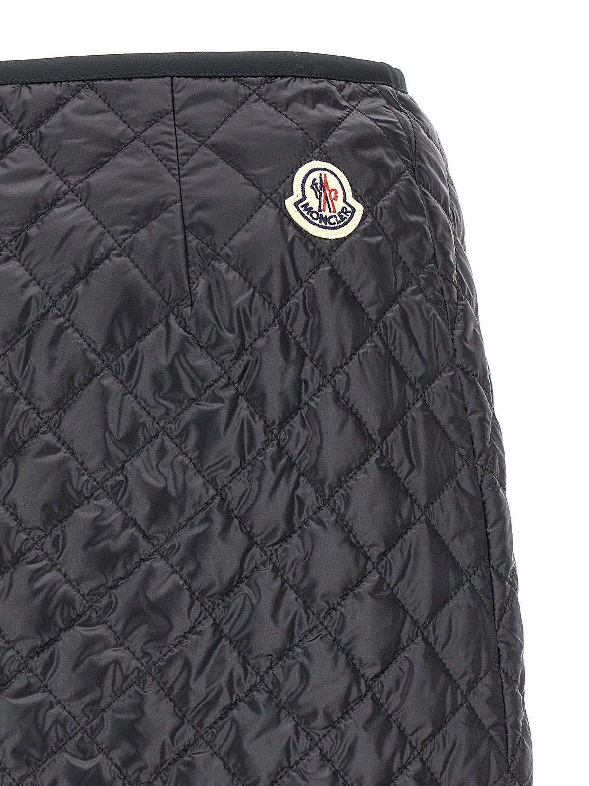 Shop Moncler Logo Patch Quilted Mini Skirt In Black