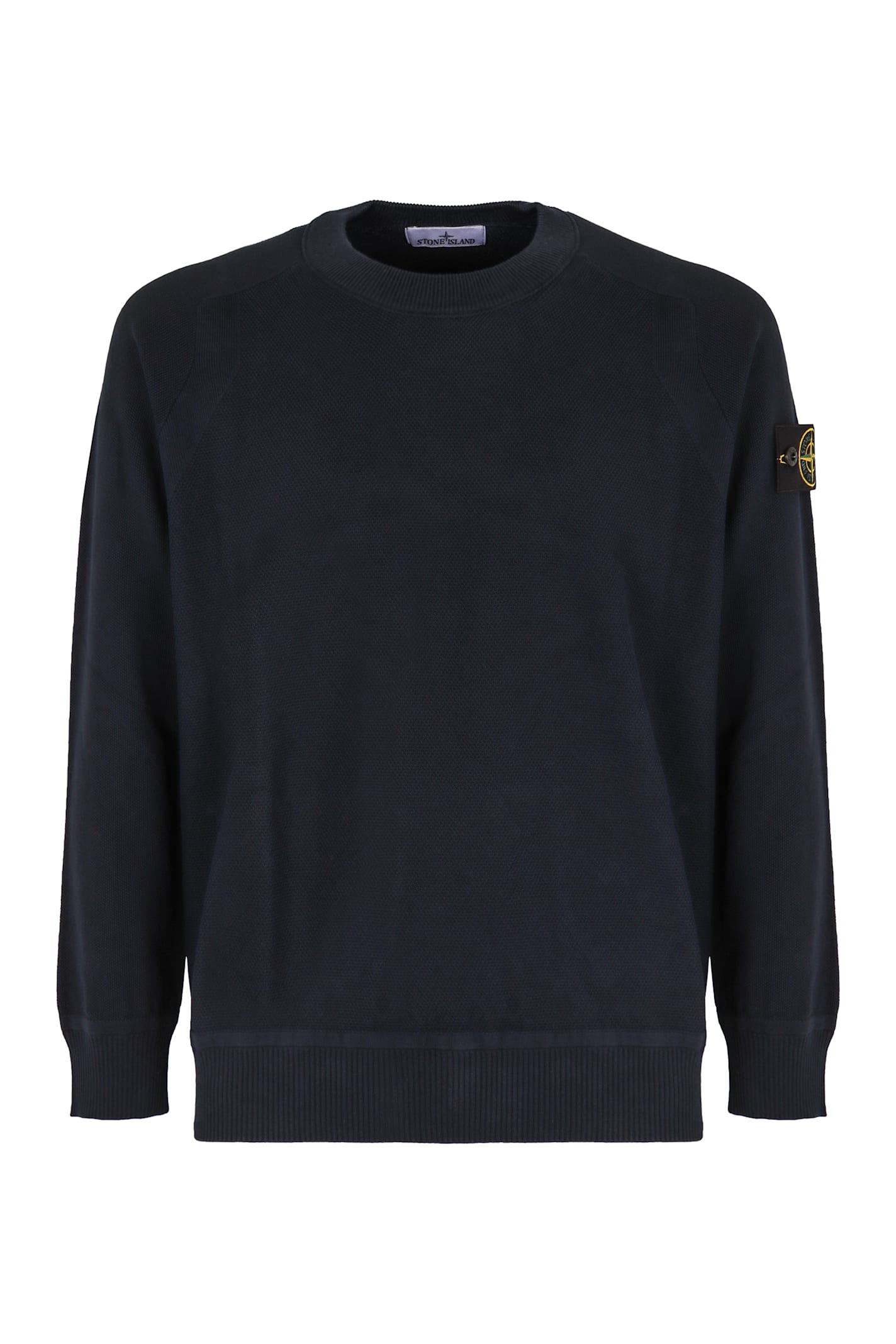 Blue Crewneck T-shirt With Removable Compass Logo