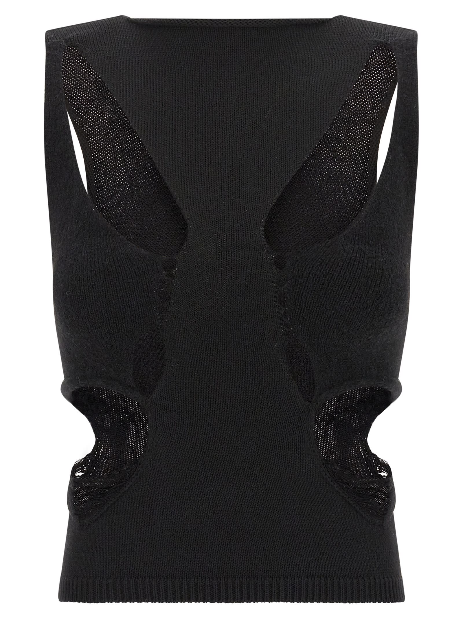 Rick Owens Sleeveless Top Featuring Cut-outs And Ribbed Hem In Black