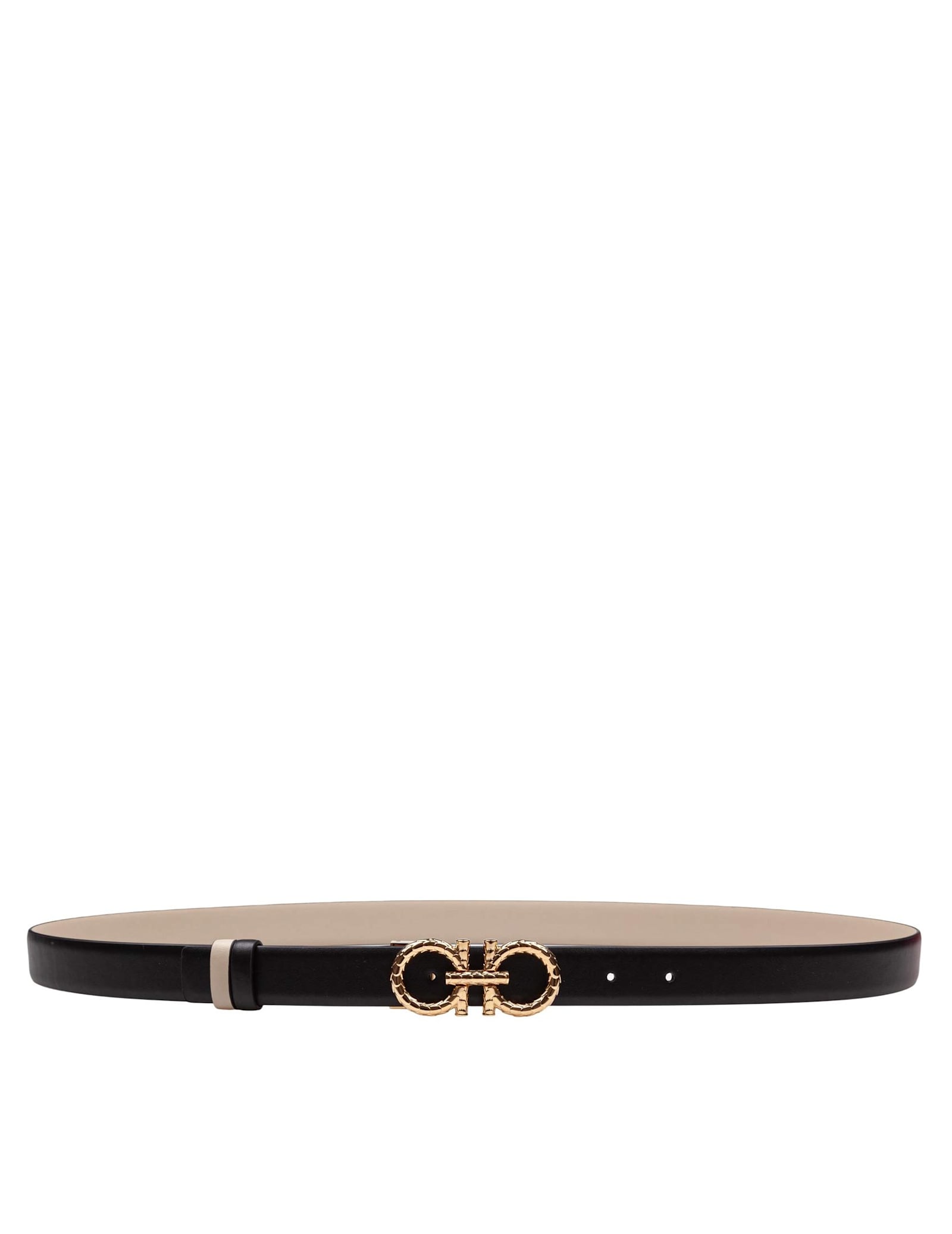 Reversible And Adjustable Gancini Belt In Leather