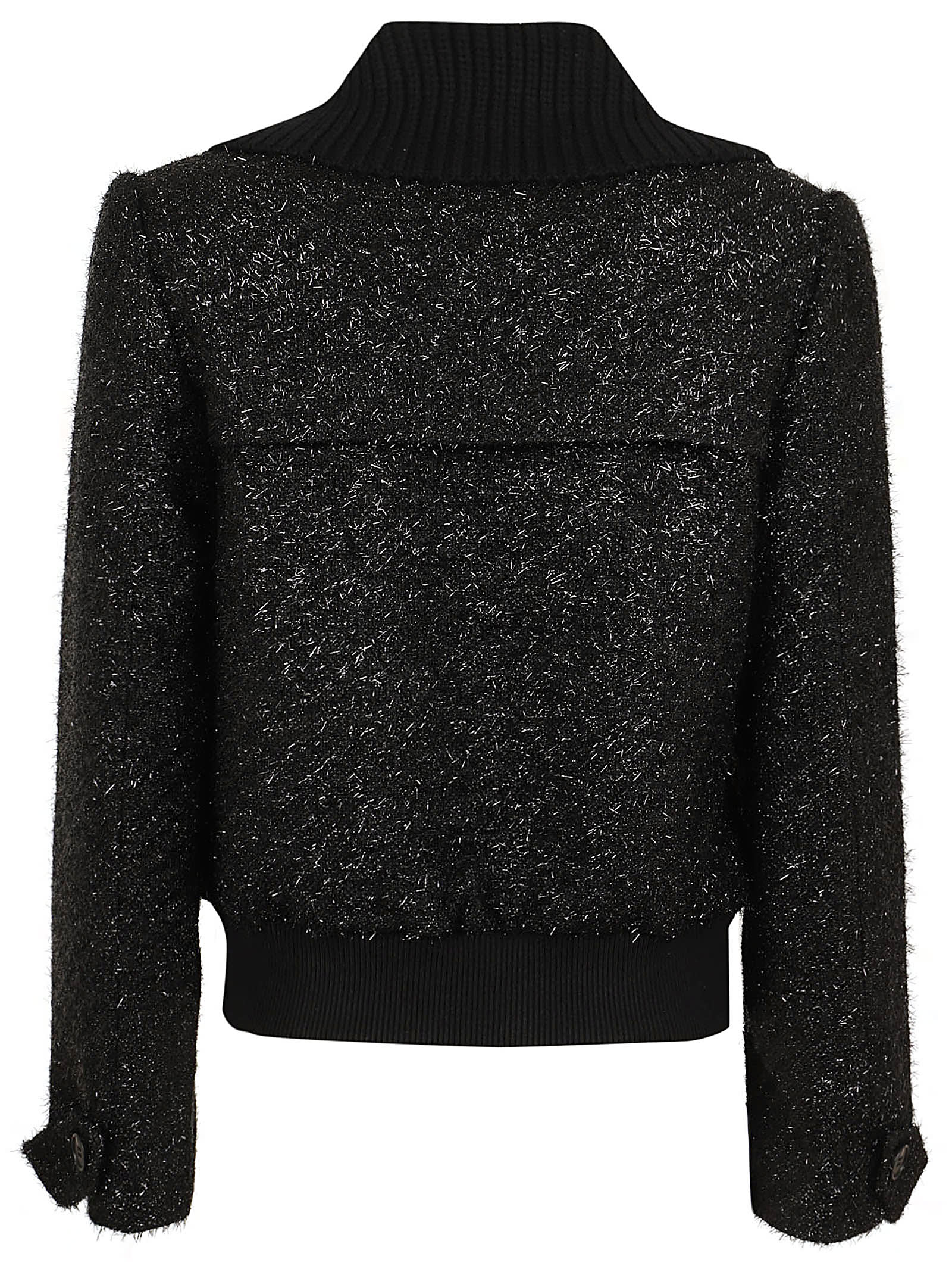 Shop Self-portrait Black Tinsel Boucle Bomber Jacket