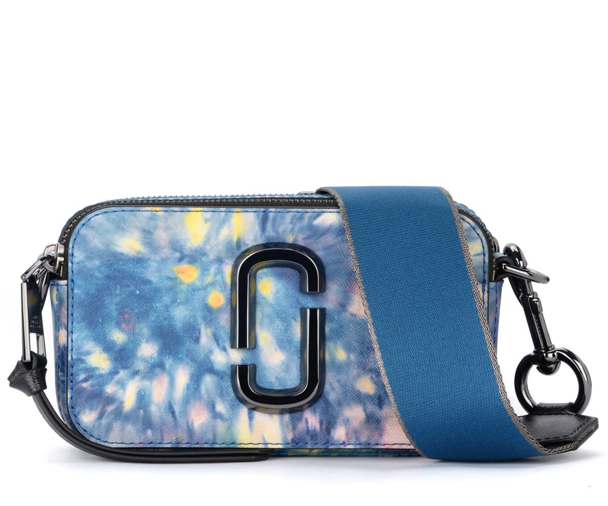 The Marc Jacobs The Snapshot Watercolor Blue Shoulder Bag With Multicolor Print