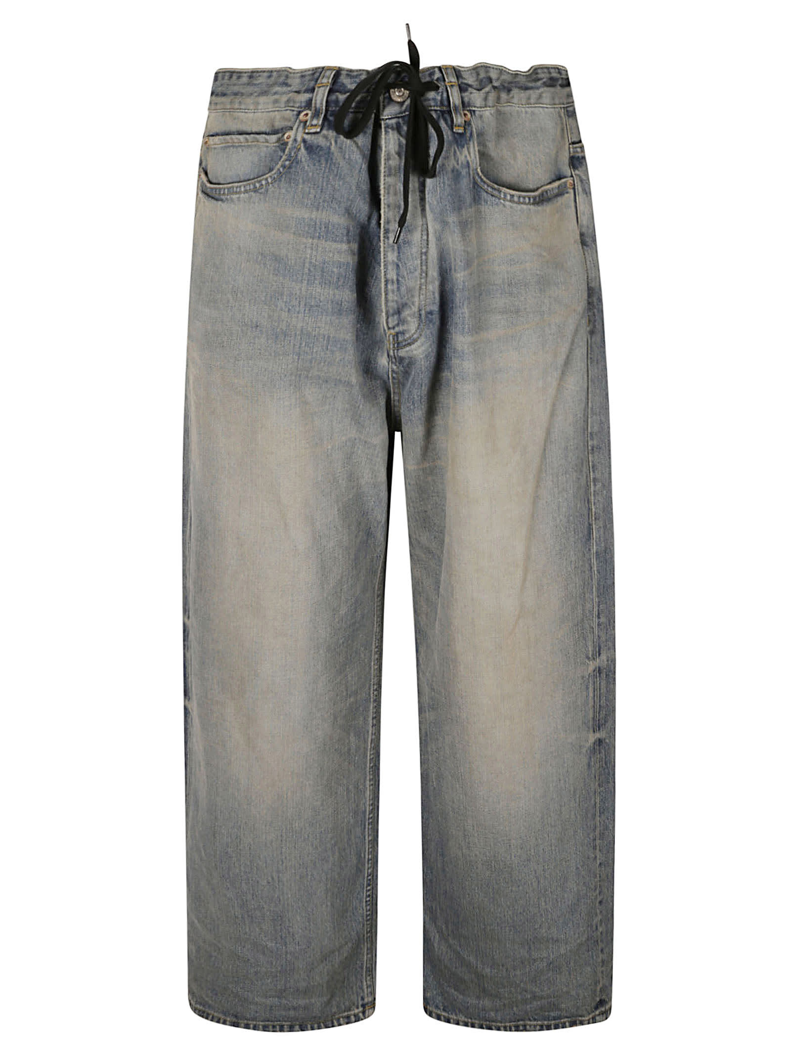 Shop Balenciaga Baggy Cropped Jeans In Outback Bllue