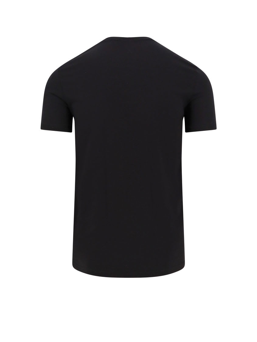 Shop Kiton Cotton T-shirt With Embroidered Logo In Black