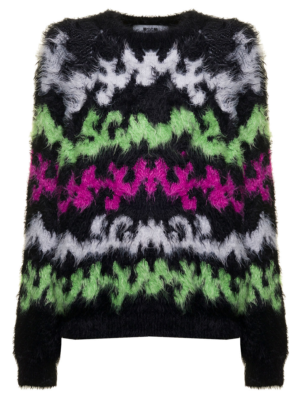 All-over Logo Knitted Black Jumper Woman Msgm