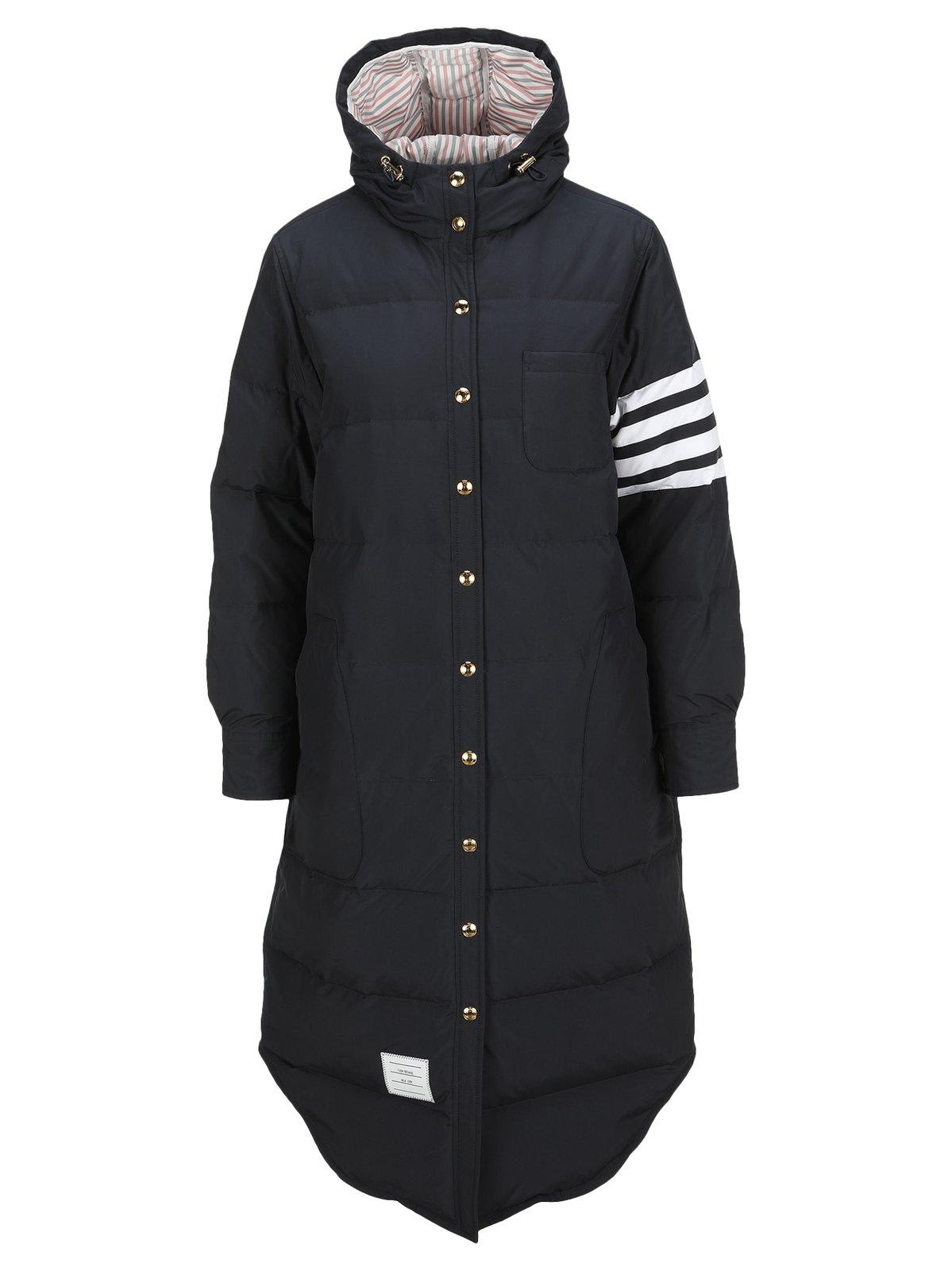 Shop Thom Browne 4 Bar Striped Padded Long Coat In Navy