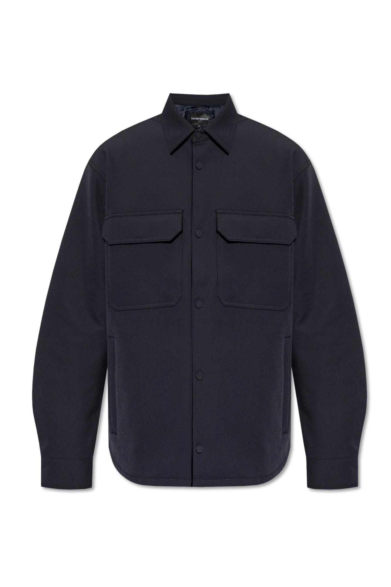 Shop Emporio Armani Jacket With Collar In Blu Navy