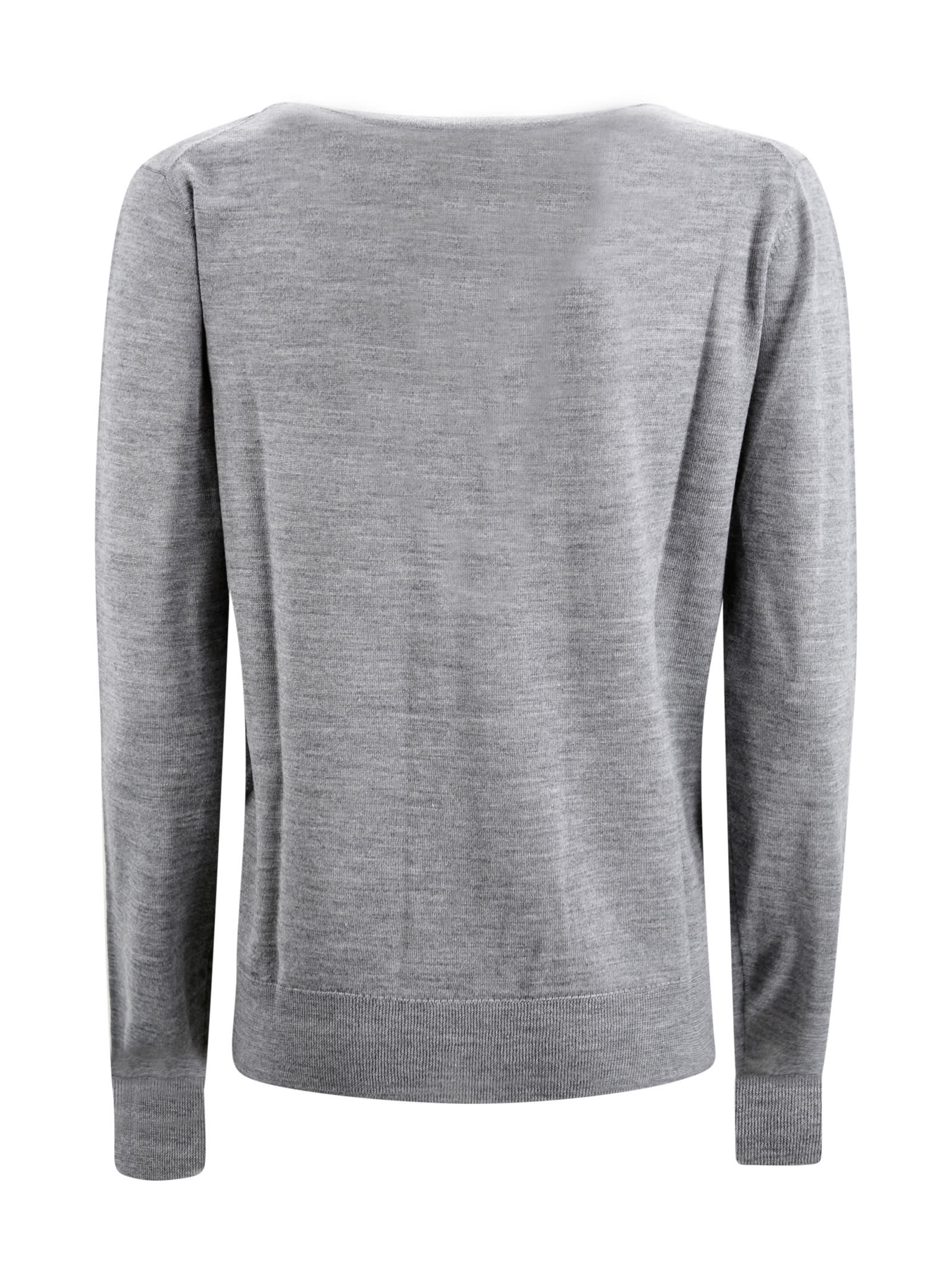 Shop P.a.r.o.s.h V-neck Fine-knit Jumper In Grey