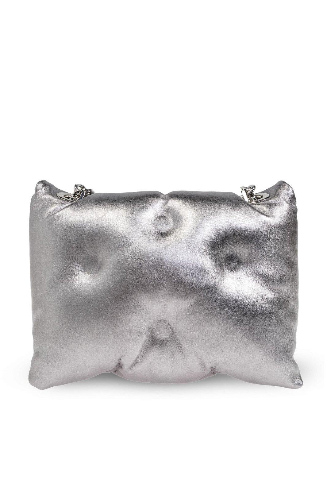 Shop Maison Margiela Glam Slam Micro Hobo Bag In Metallic Grey