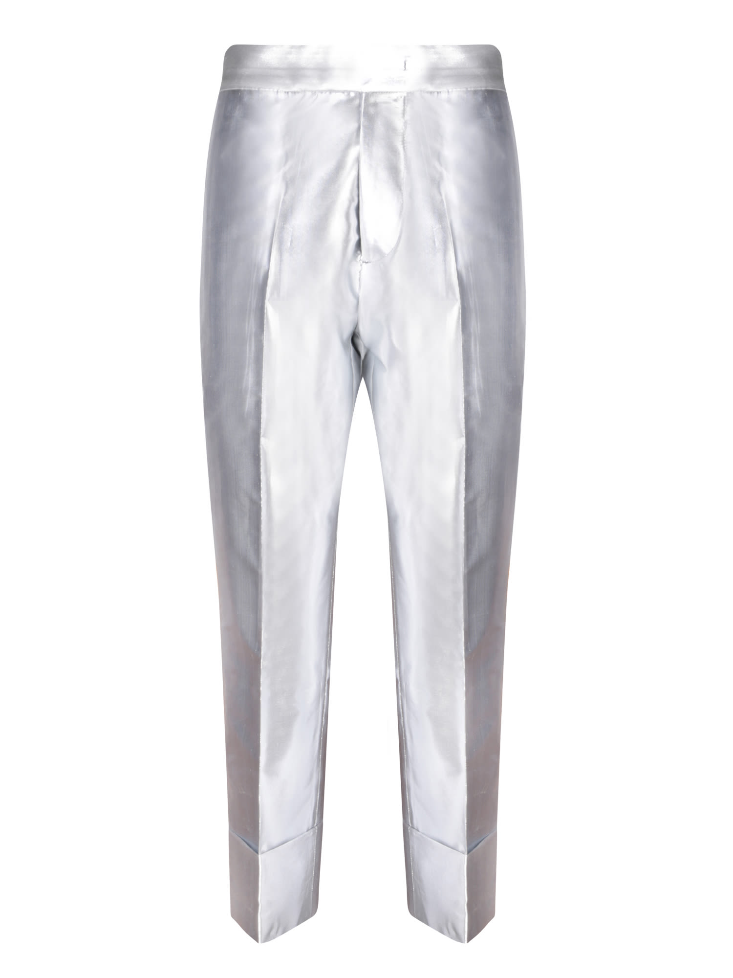Shop Sapio N7 Silver Lurex Canvas Trousers In Metallic
