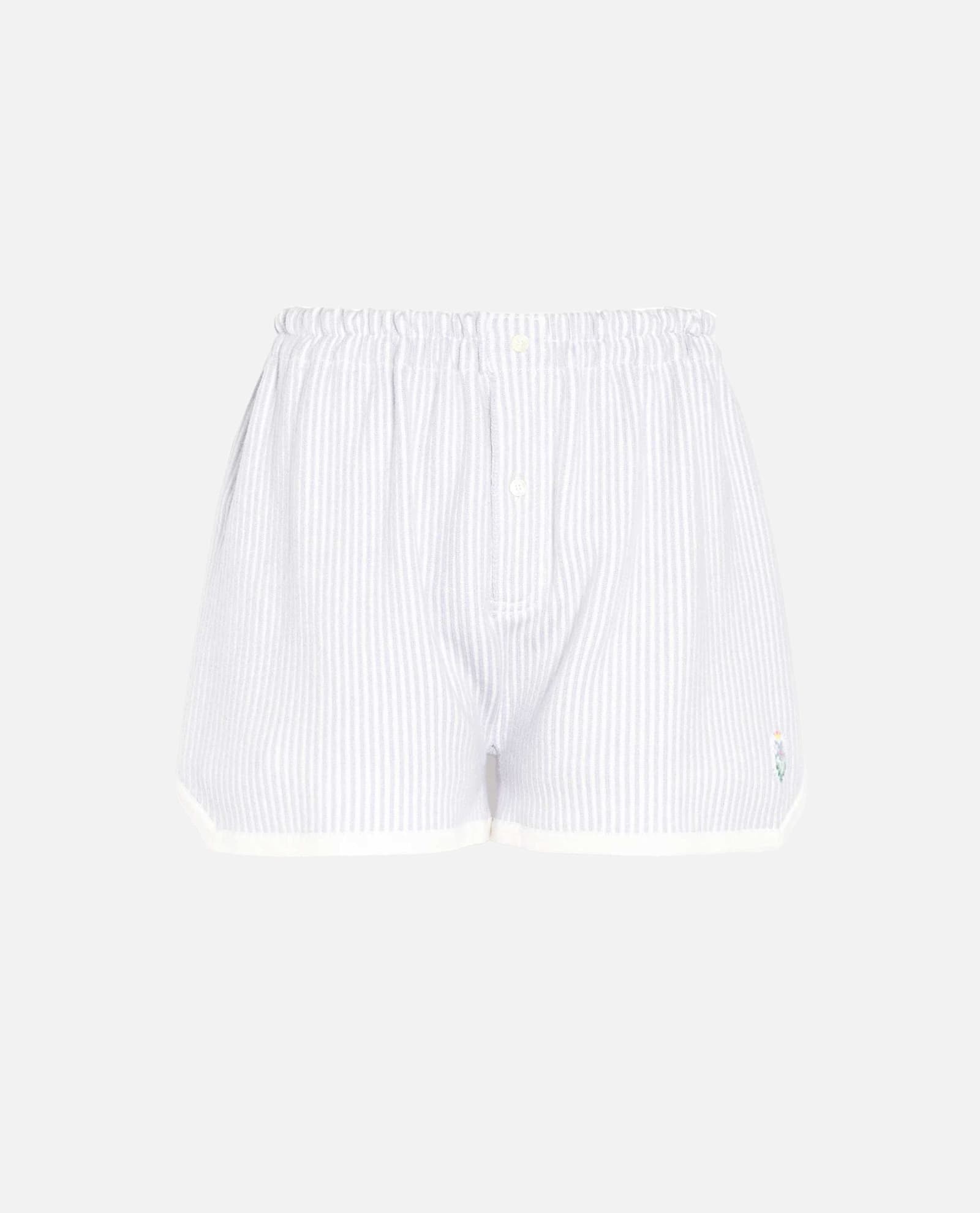 Barrie Sky Blue Cotton Stripe Shorts In White