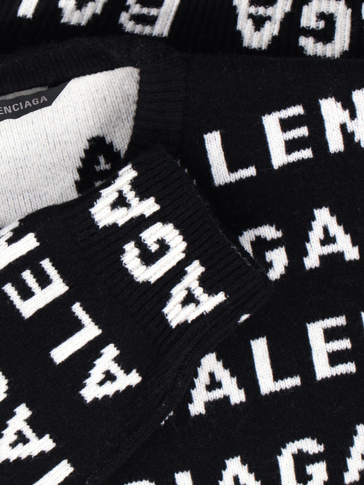 Shop Balenciaga All-over Logo Sweater In Black