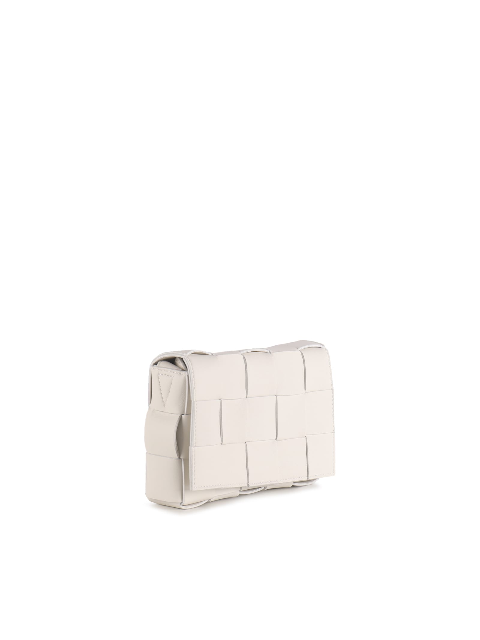 Shop Bottega Veneta Small Cassette Bag In White-gold