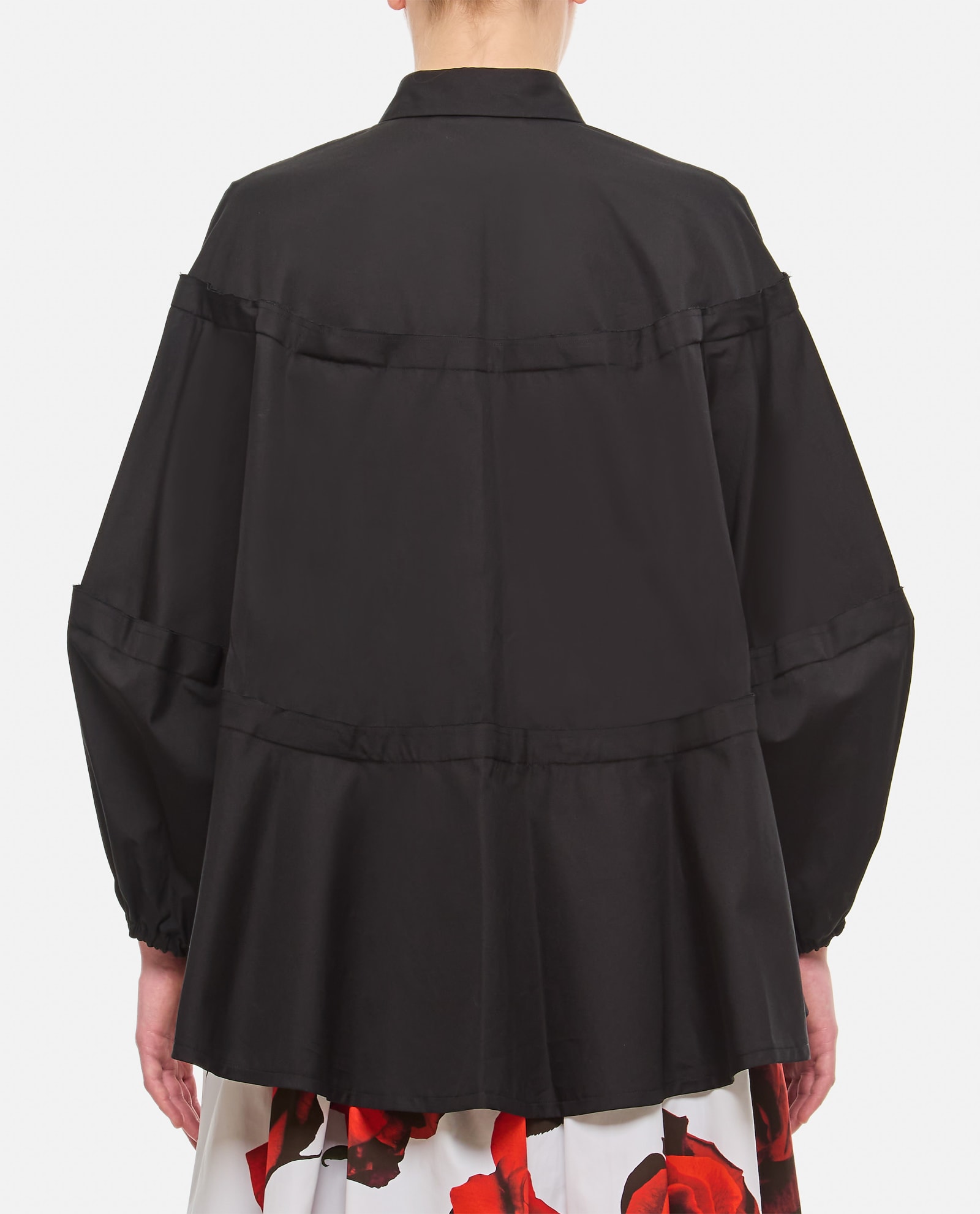 Shop Comme Des Garçons Balloon Sleeve Cotton Shirt In Black