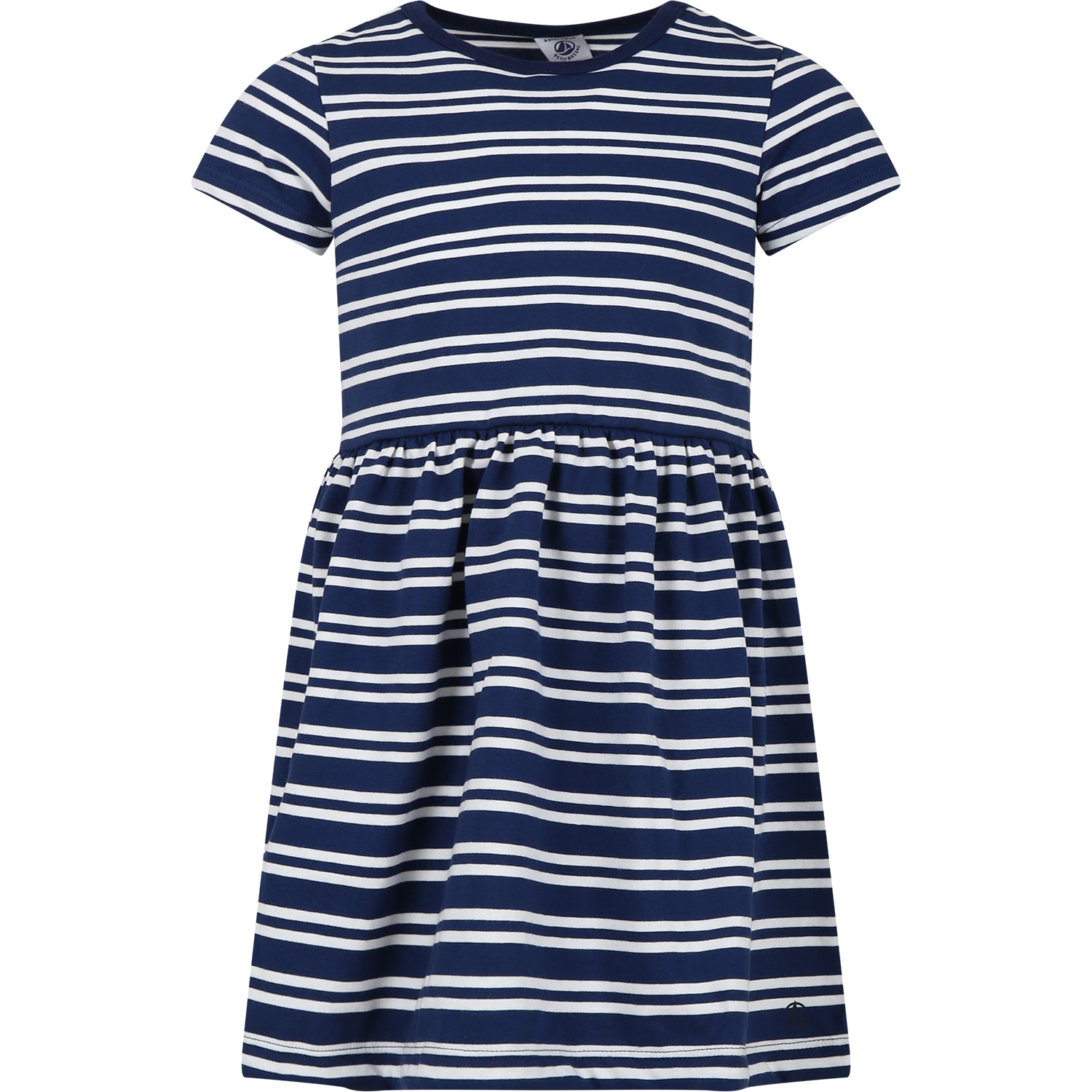 Petit Bateau Kids' Blue Dress For Girl With Stripes