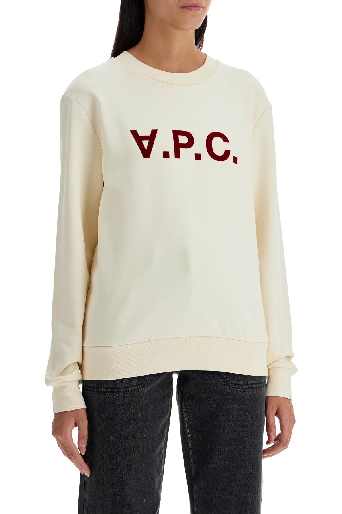 Shop Apc Grand Vpc Sweatshirt In Ecru/bordeau (white)