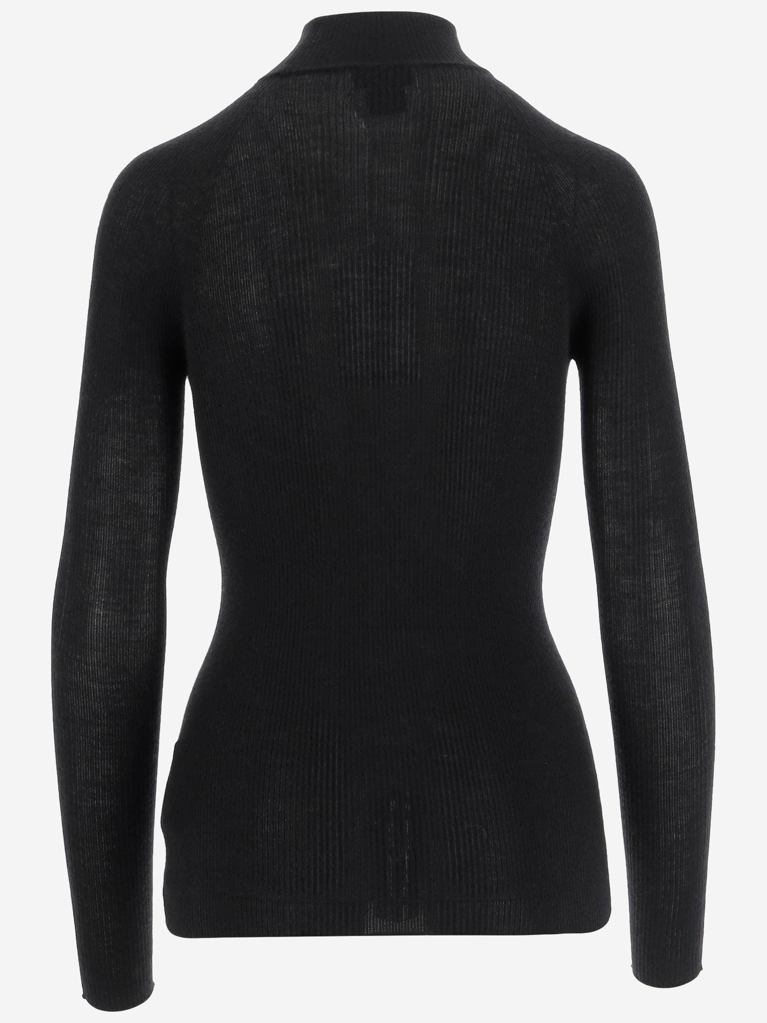 Sa Su Phi Cashmere And Silk Rib Knit Sweater In Black