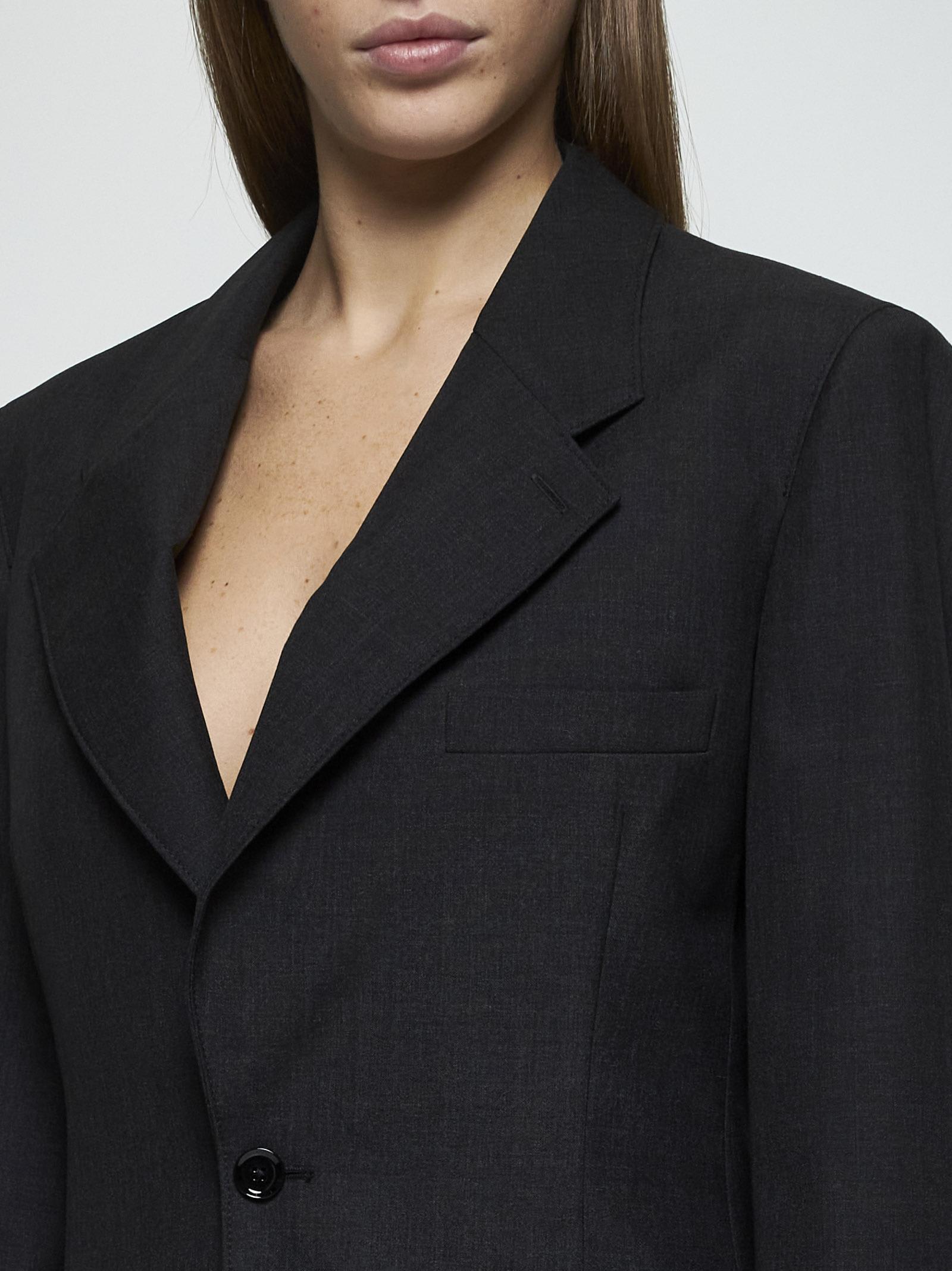 Shop Lemaire Wool-blend Single-breasted Blazer In Black