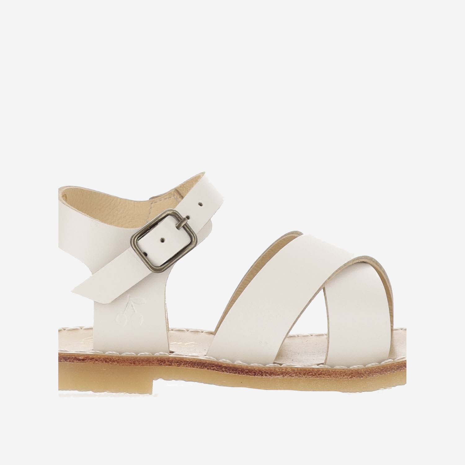 Shop Bonpoint Leather Sandals In White
