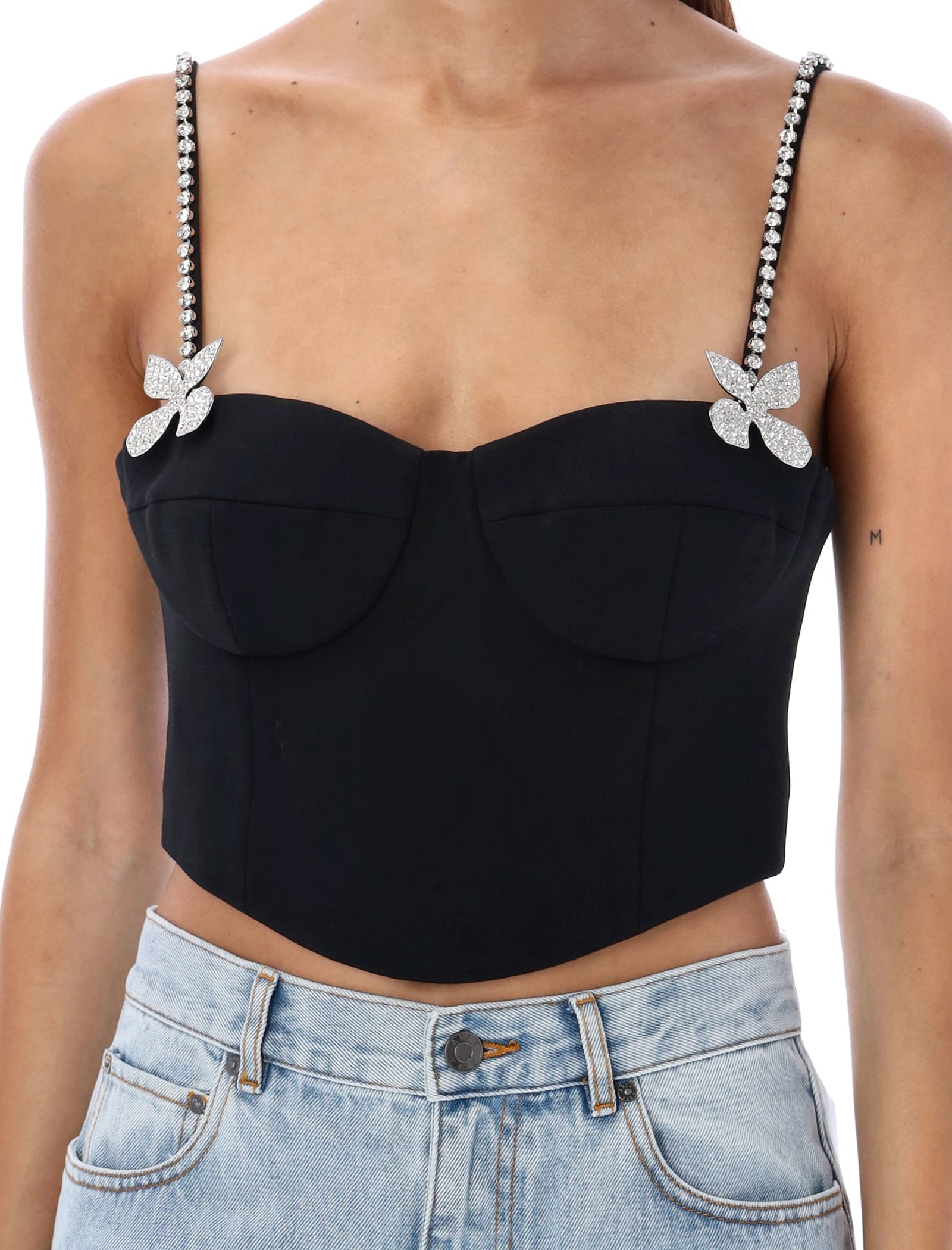 AREA crystal-embellished Bustier Top - Farfetch