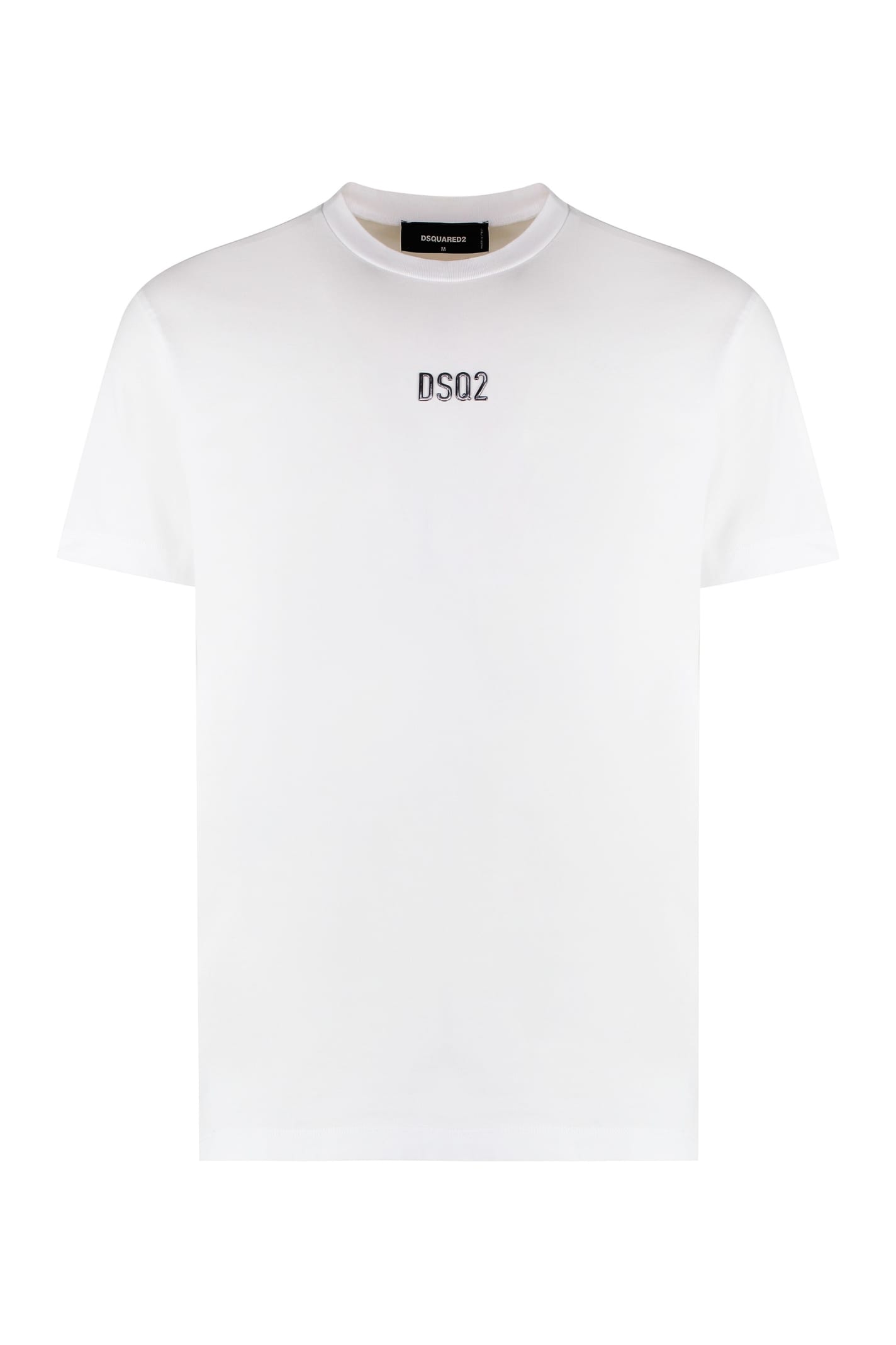 Dsquared2 White Crewneck T-shirt With Dsq2 Logo In Cotone Man In White