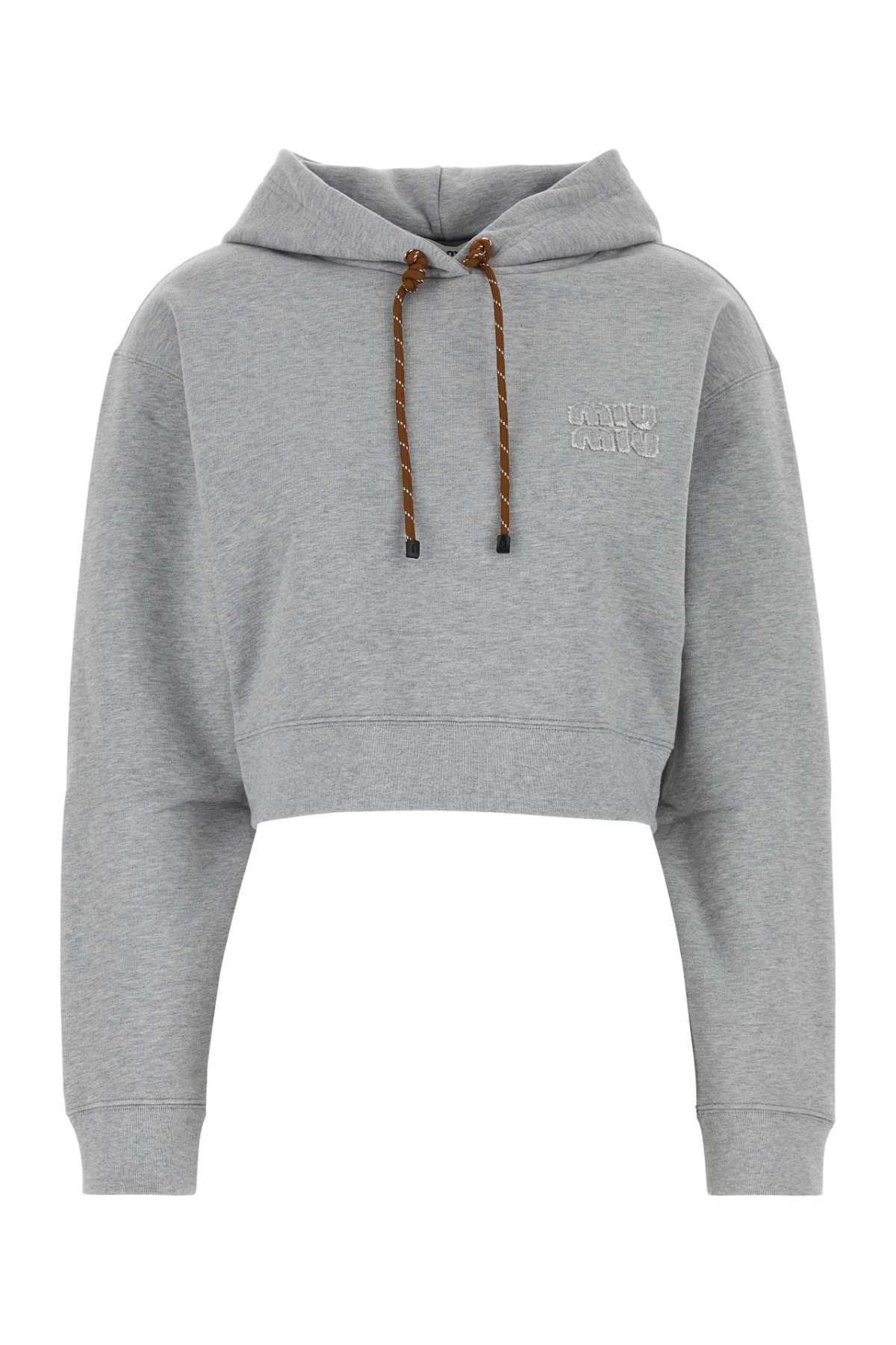 Shop Miu Miu Grey Cotton Sweatshirt In Grigio