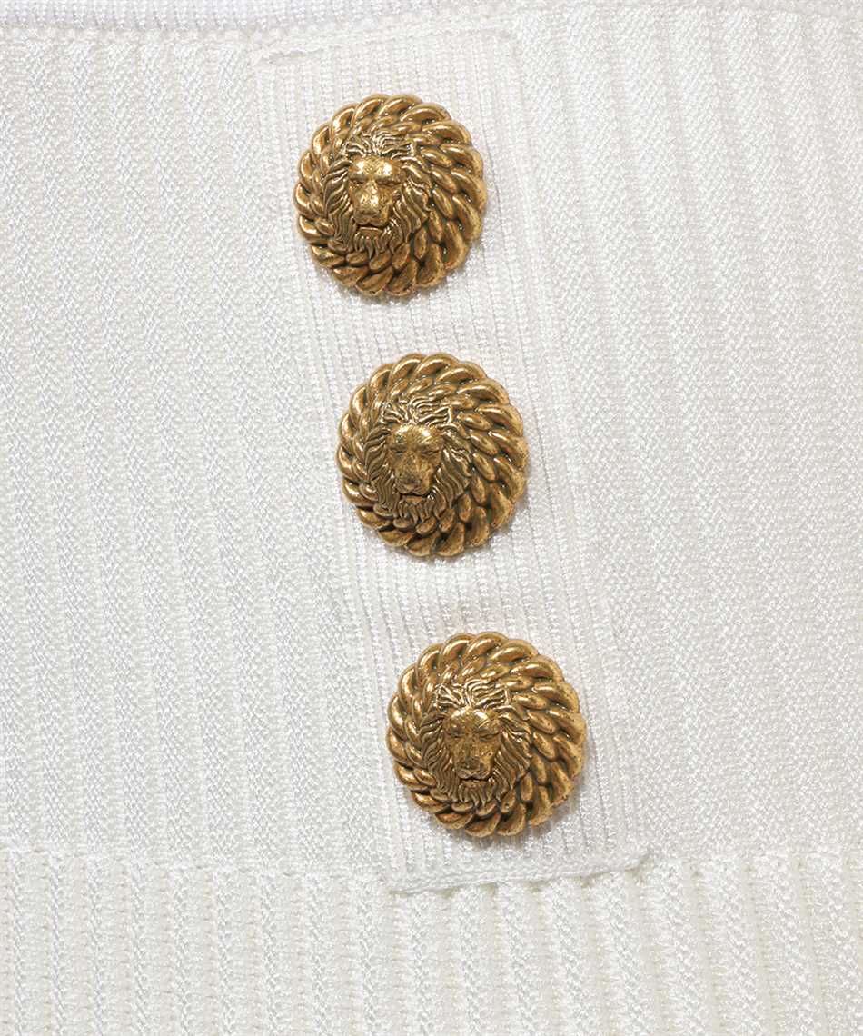 Balmain Lion-button Pleated Mini Dress In White