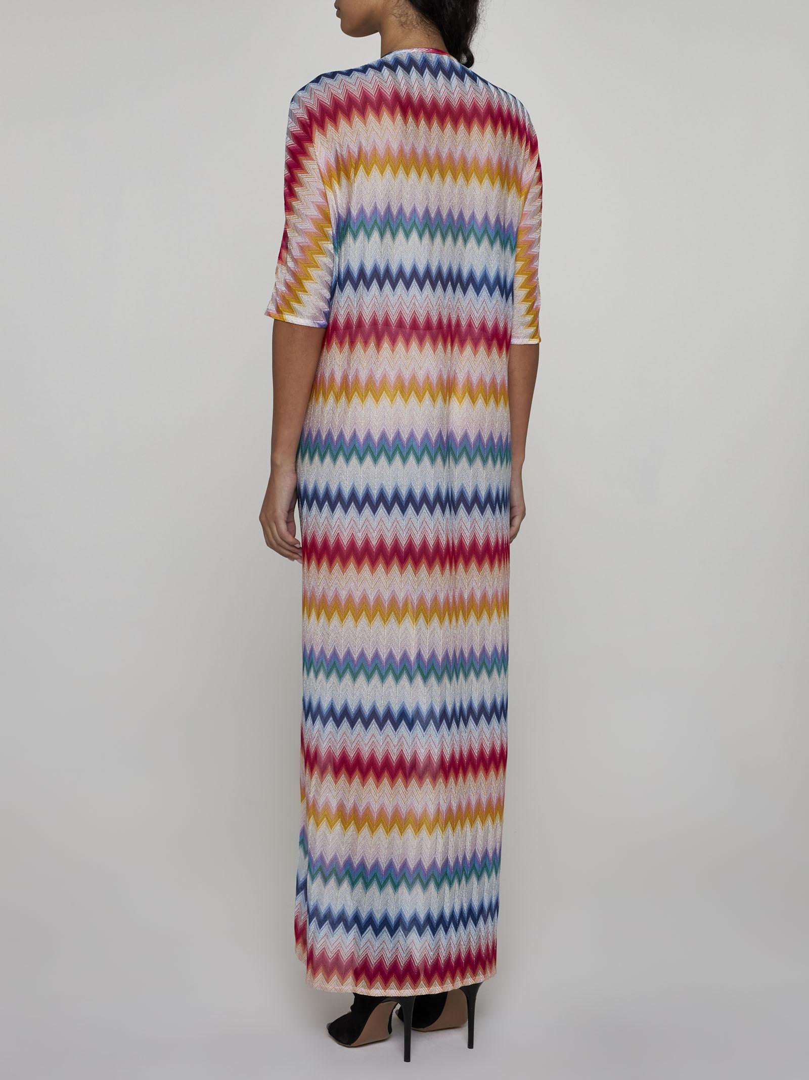 Shop Missoni Striped Lame Knit Long Dress In Multicolor