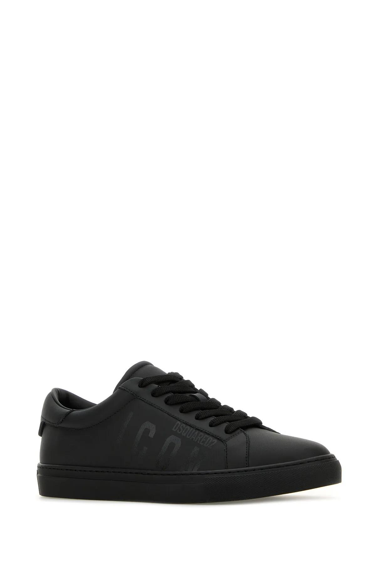 DSQUARED2 BLACK LEATHER CASSETTA SNEAKERS 