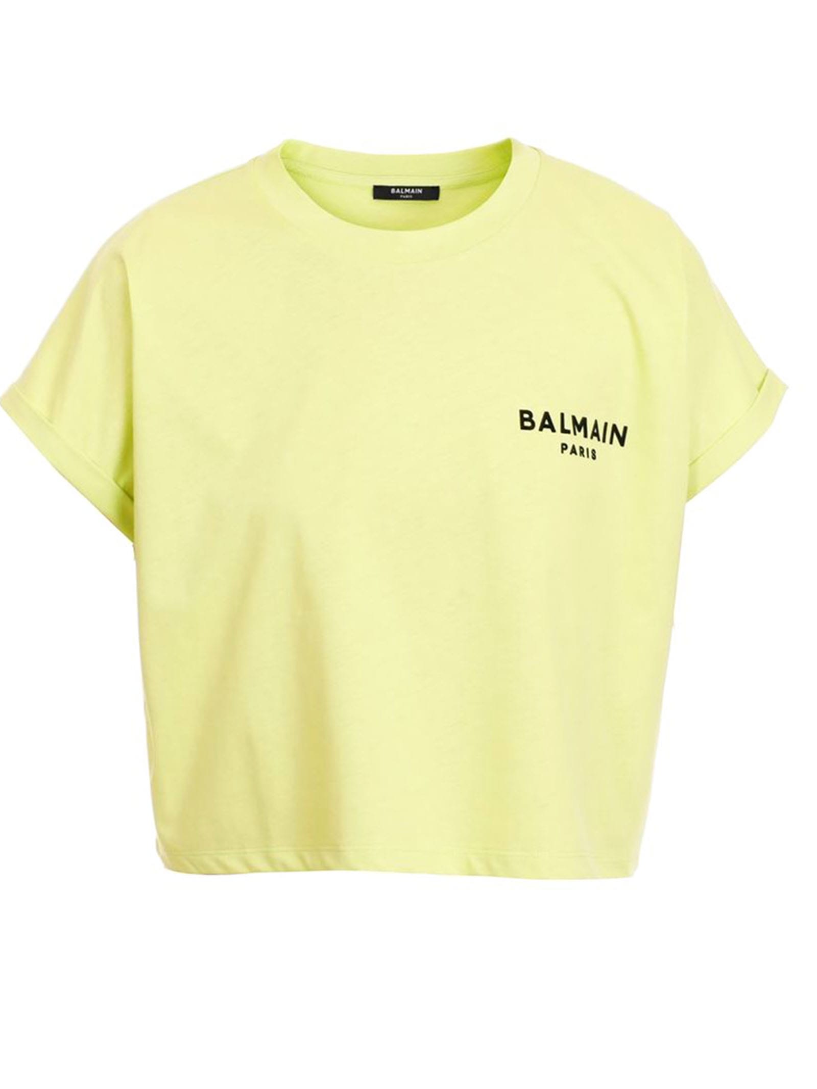 Balmain Lime Green And Black Cotton T-shirt