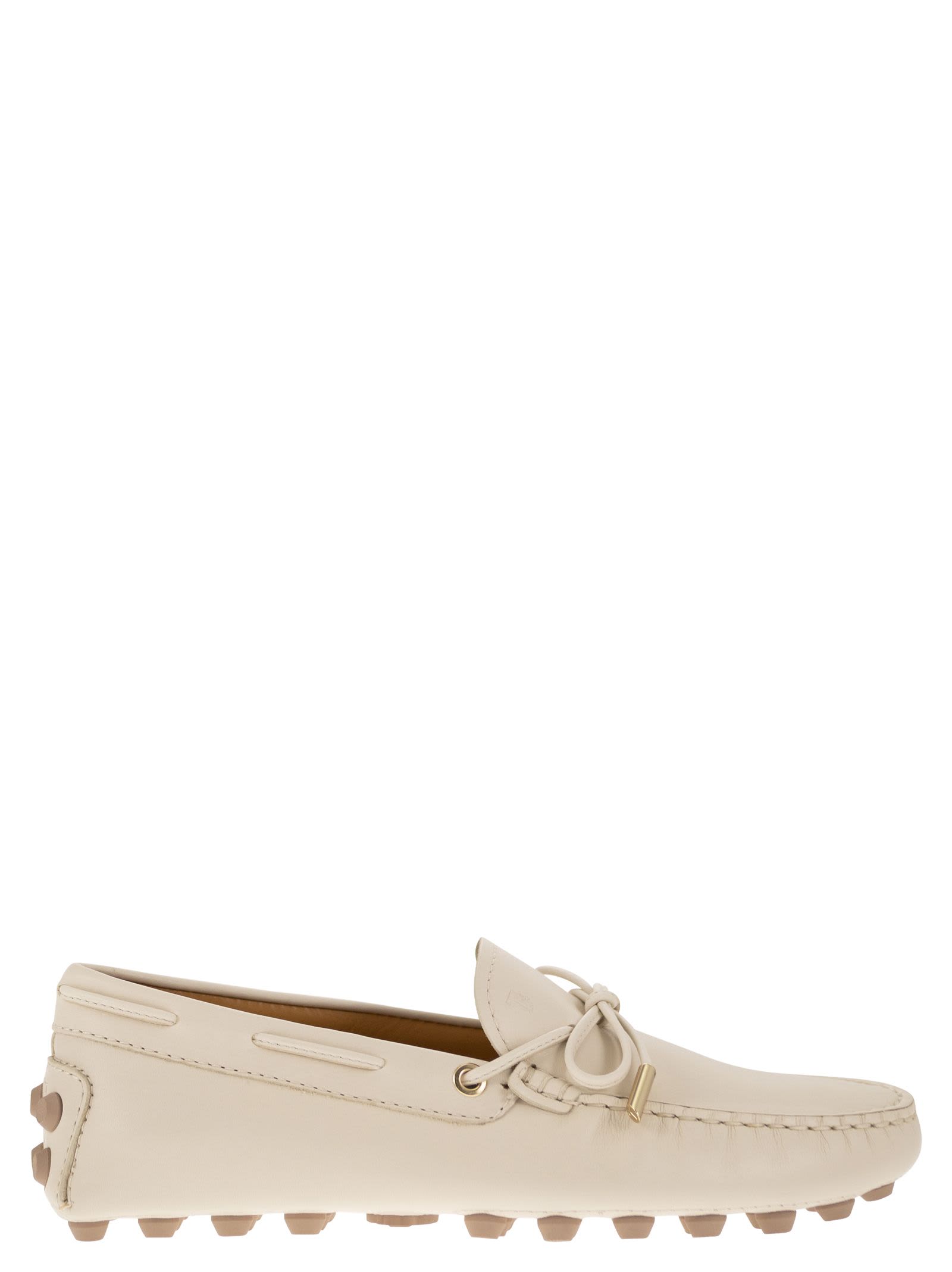 Shop Tod's Bubble Leather Grommet In Cream