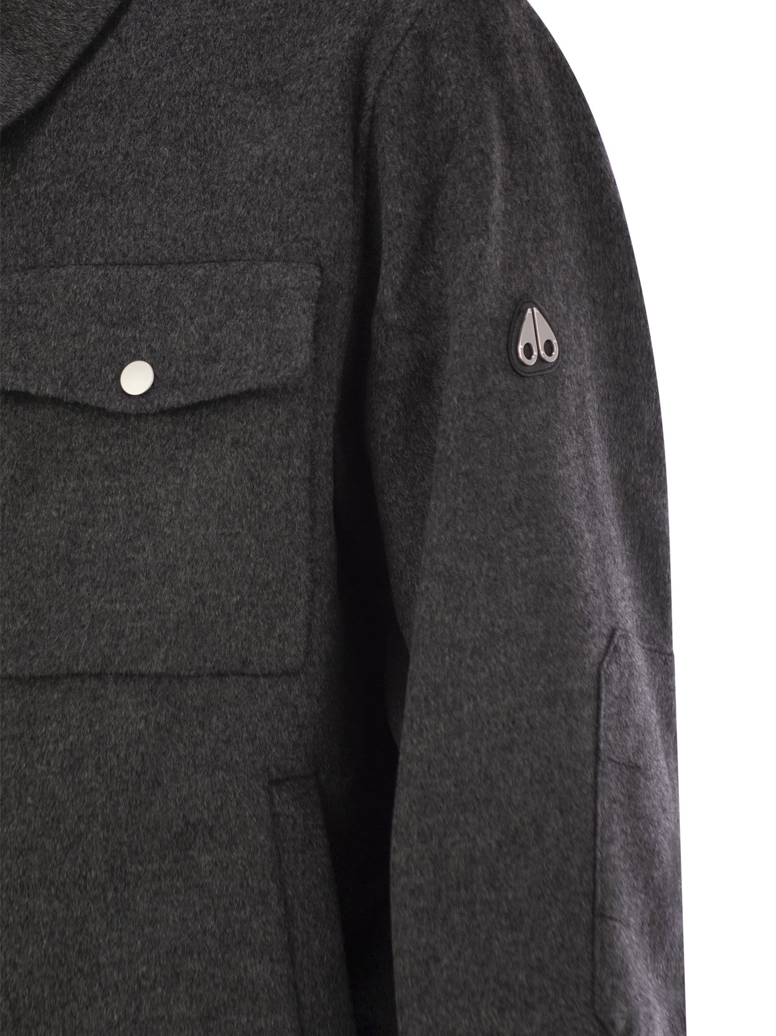 Shop Moose Knuckles Shirt-cut Jacket In Wool And Cashmere In Dark Grey