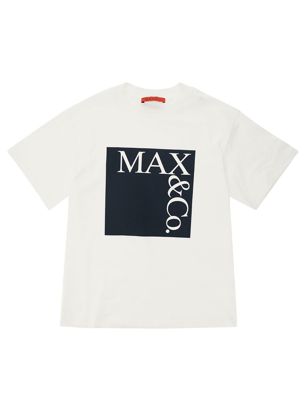Shop Max&amp;co. White And Black Crewneck T-shirt With Logo Print In Cotton Girl In Multicolor