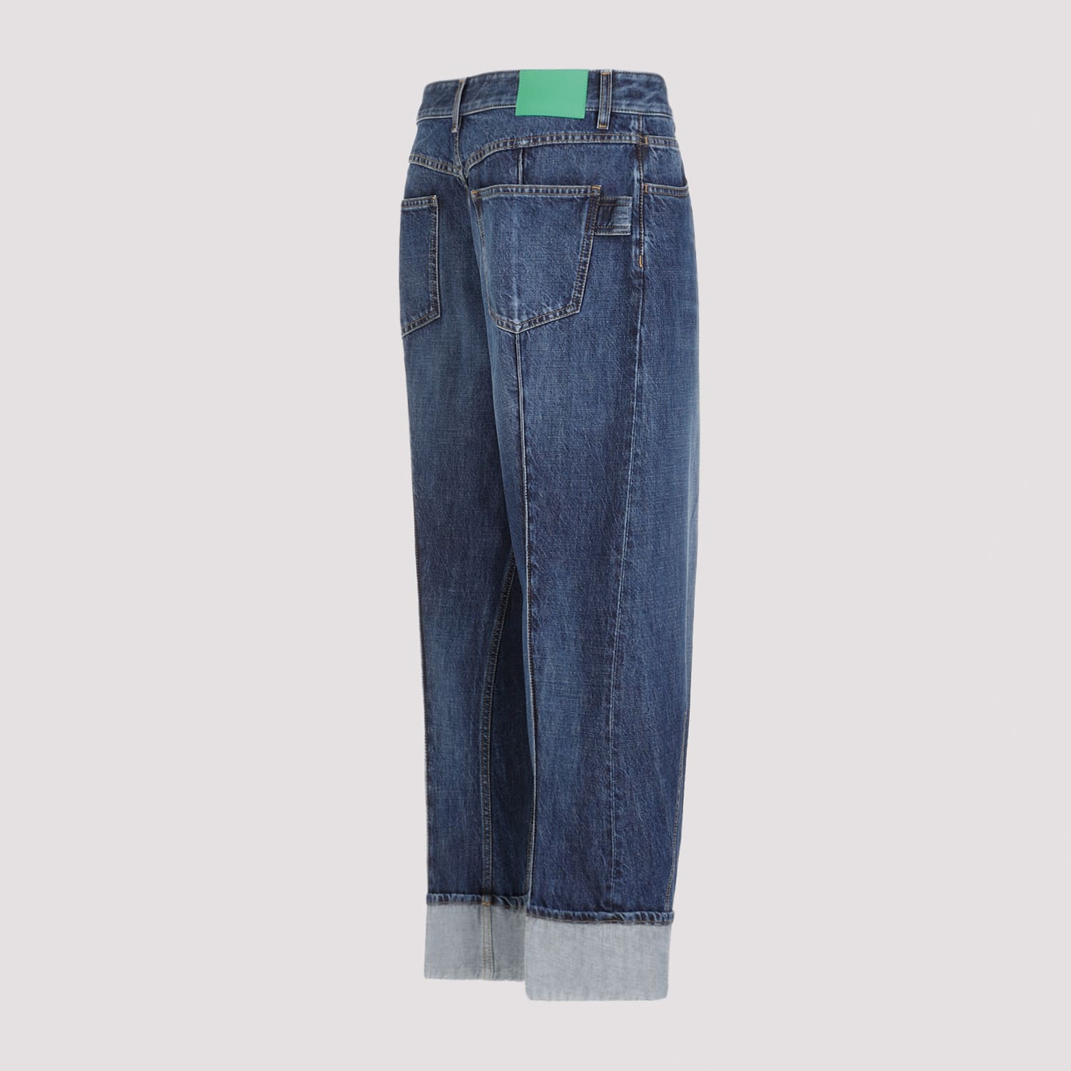 Shop Bottega Veneta Cotton Denim Pants In Mid Blue