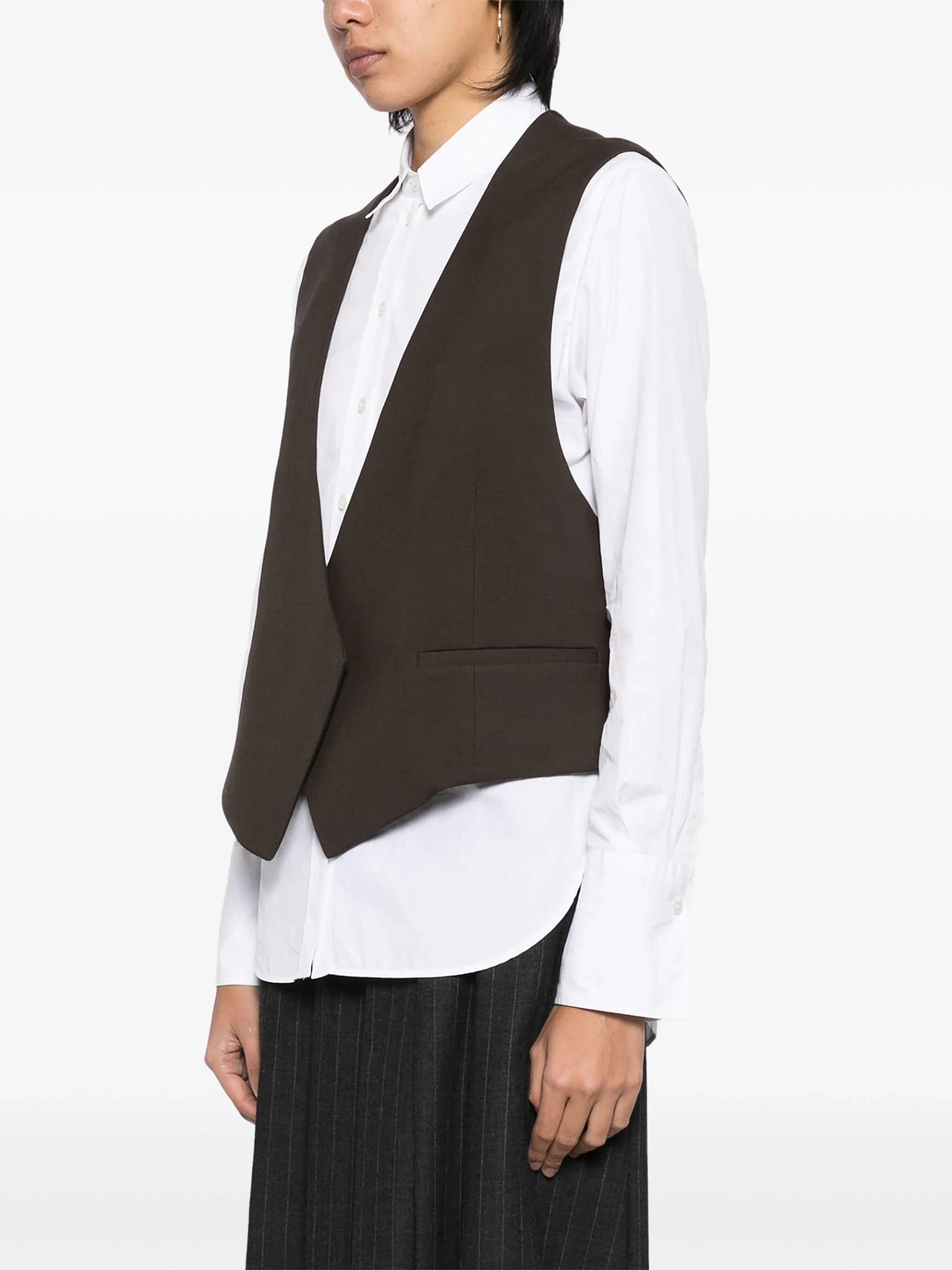 Shop Ami Alexandre Mattiussi Gilet In Lana In Dark Coffe