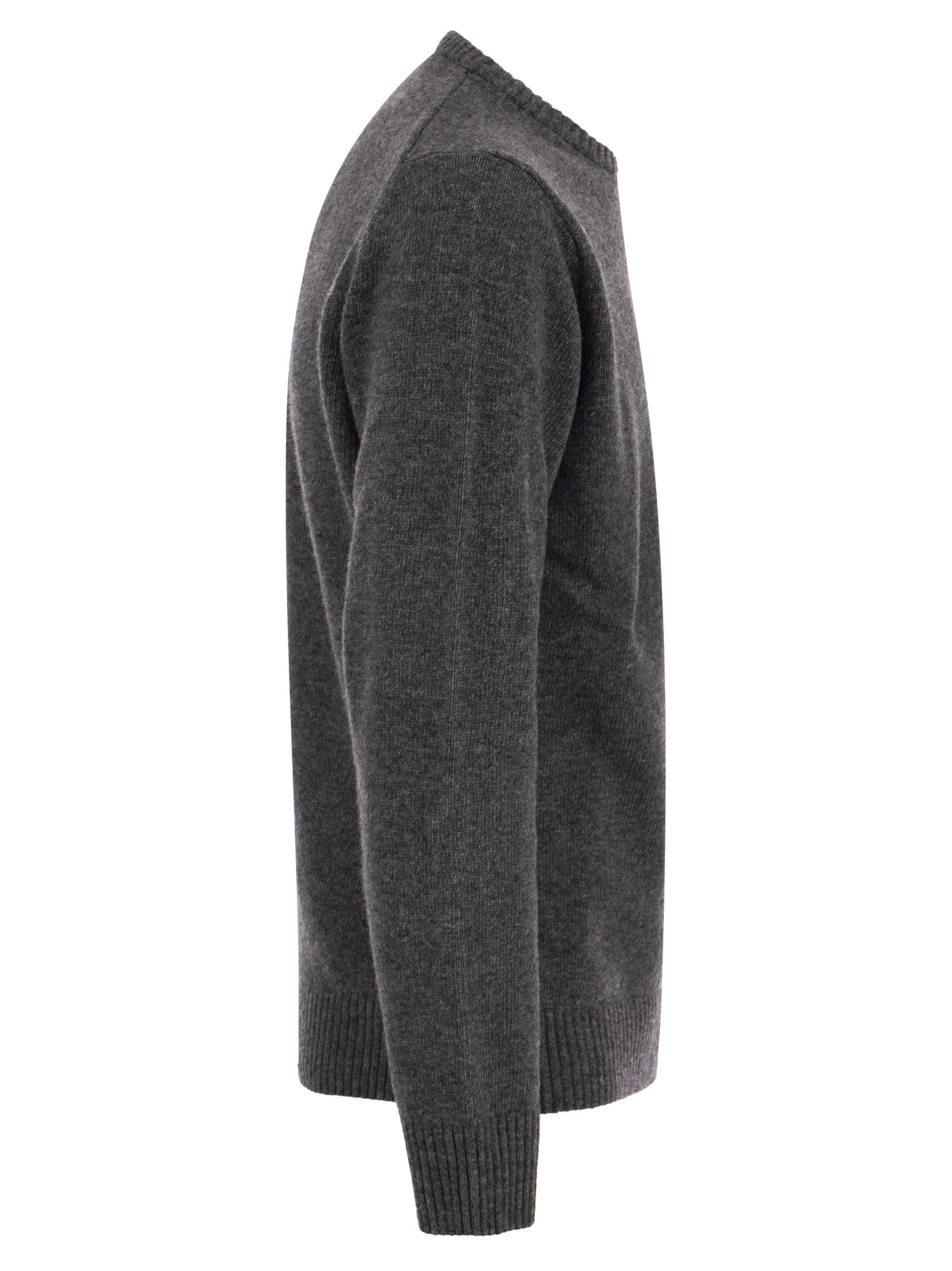 Shop Paul&amp;shark Wool Crew Neck With Arm Patch In Grey