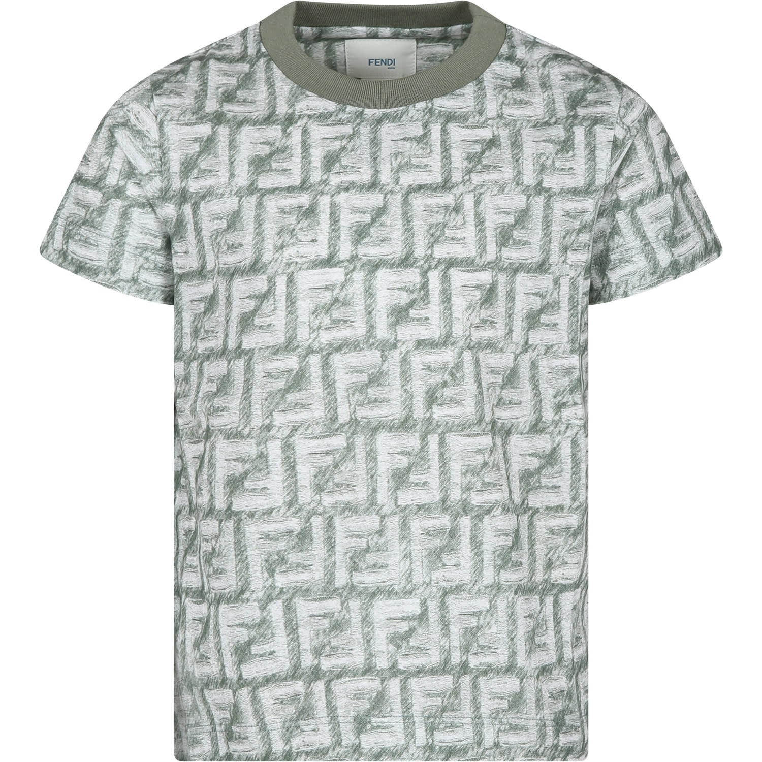 Fendi Green T-shirt For Boy With Iconic Ff