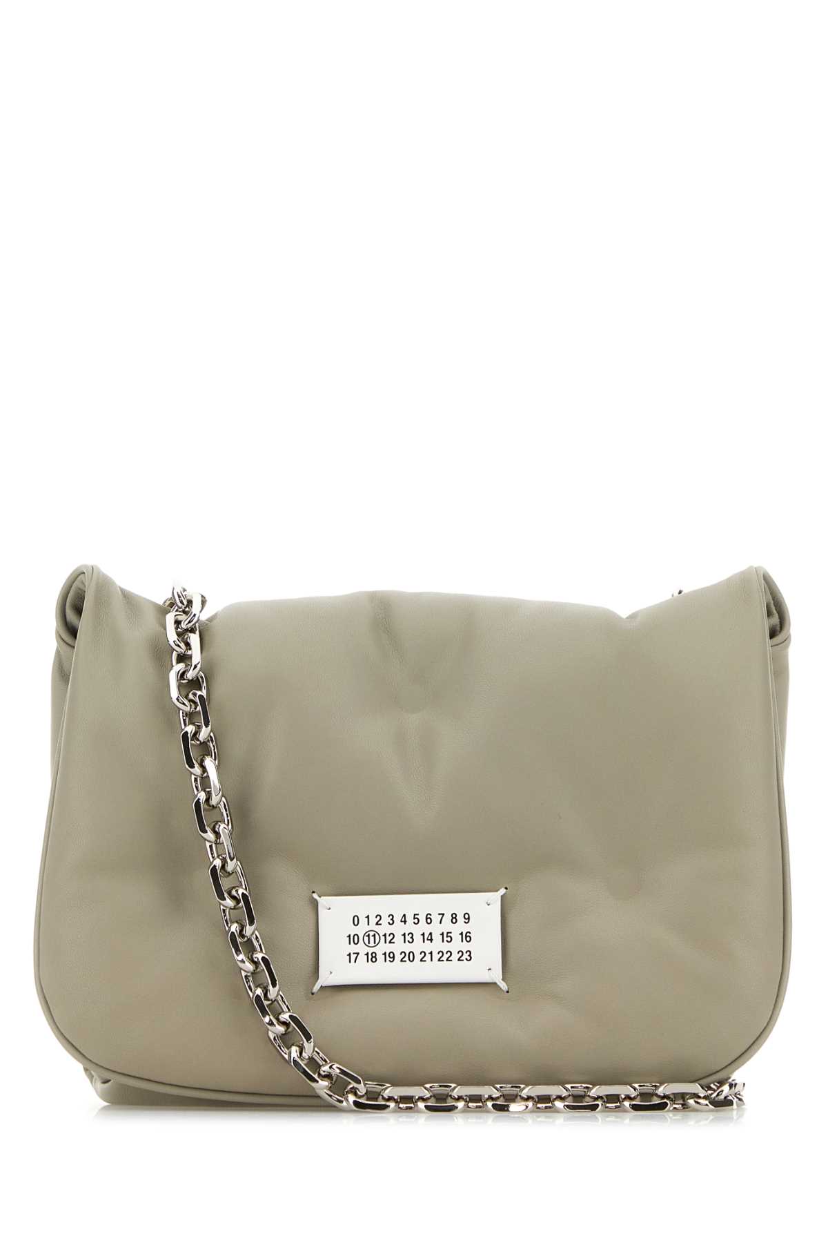 Light Grey Nappa Leather Small Glam Slam Flap Crossbody Bag