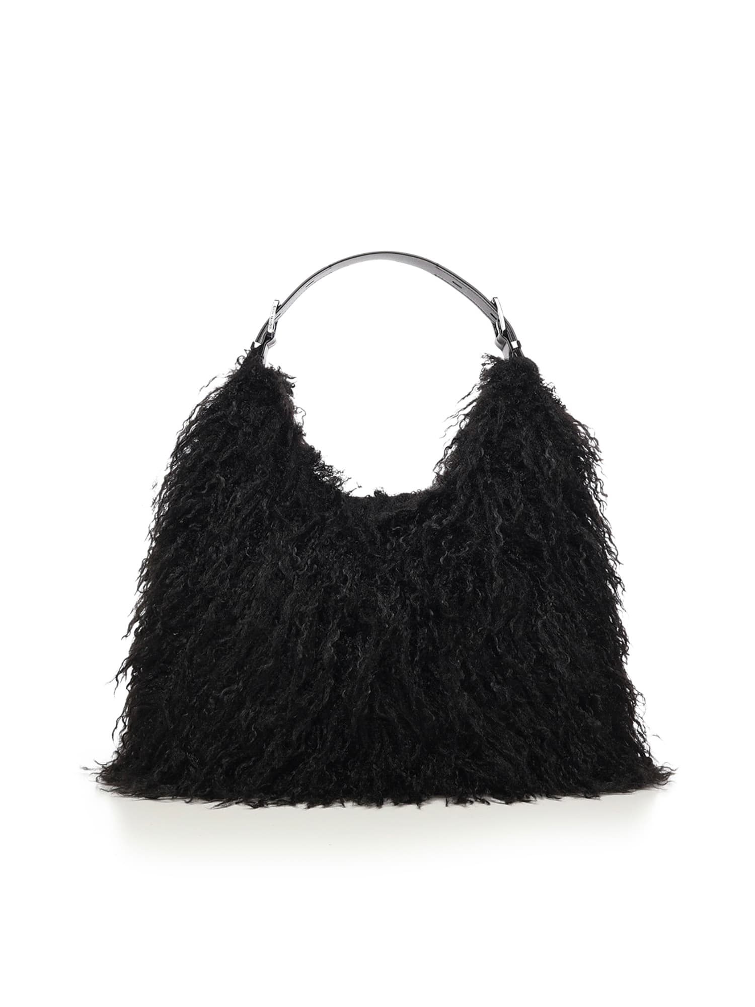 Michael Michael Kors Nolita Large Faux Shearling Hobo Bag In Black