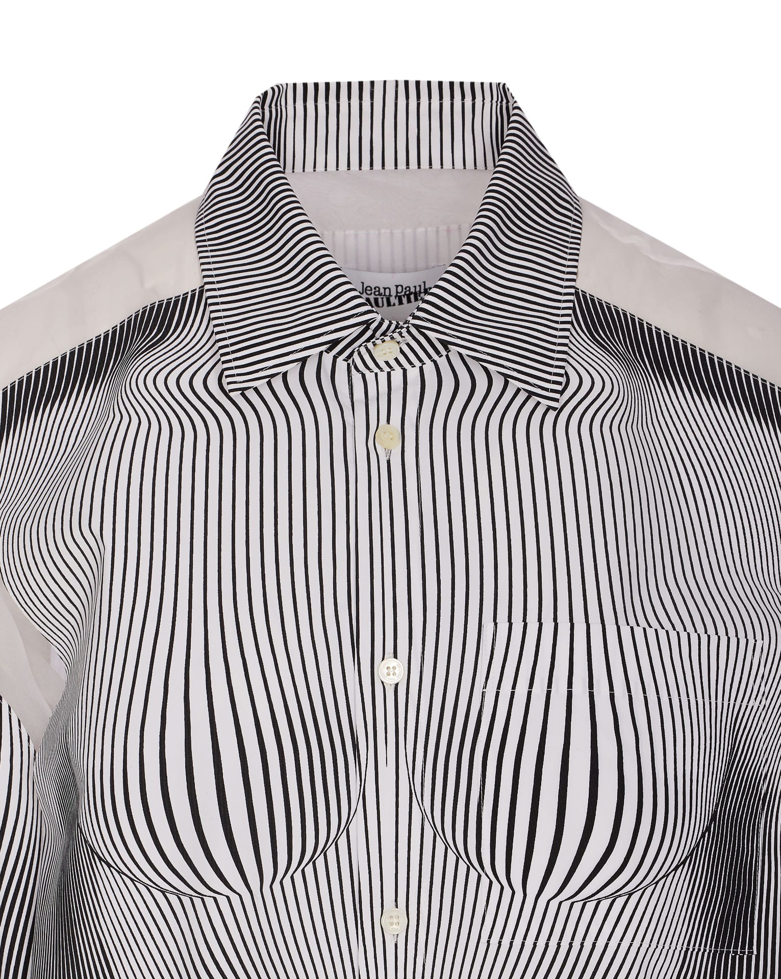 Jean Paul Gaultier Petit Grand Pinstripe Body Morphing Nylon Shirt Black And White