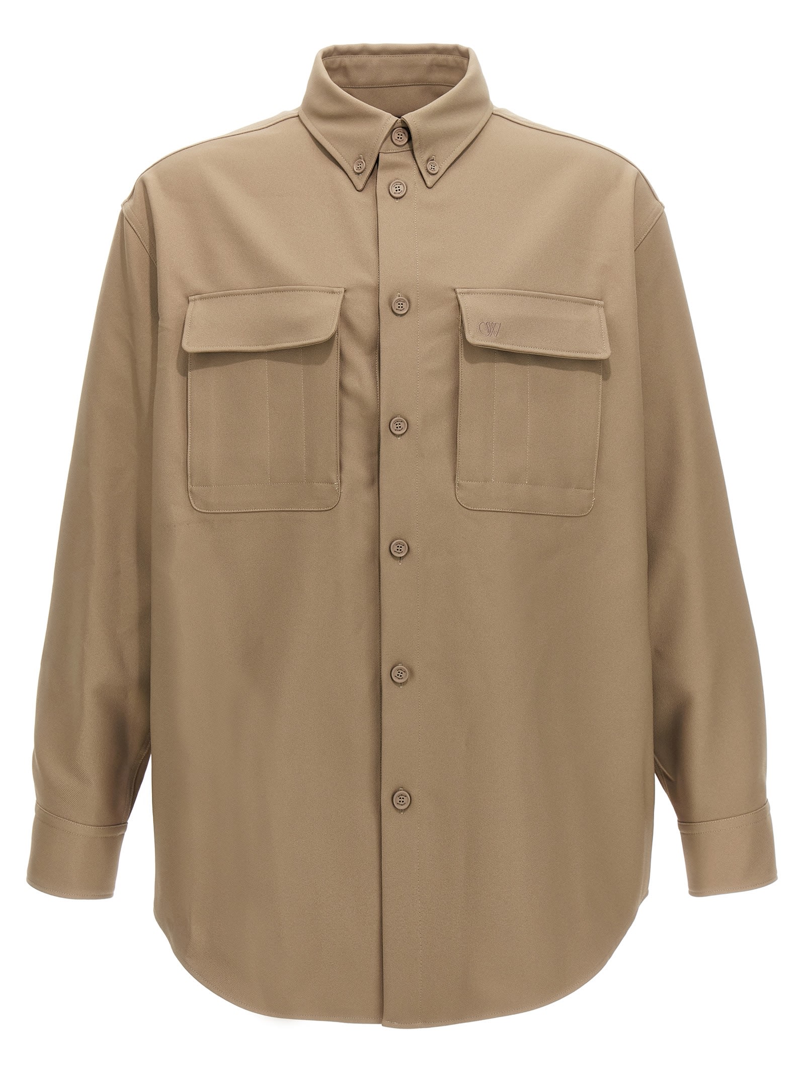 Shop Off-white Overshirt Off Emb In Beige