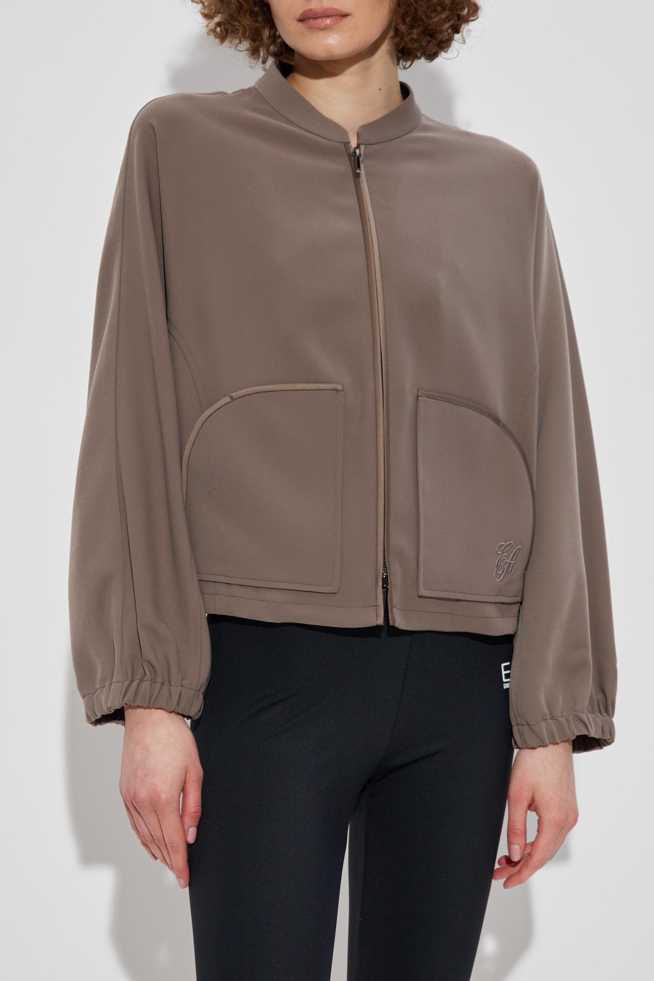 Emporio Armani Jacket With Embroidered Logo In Brown