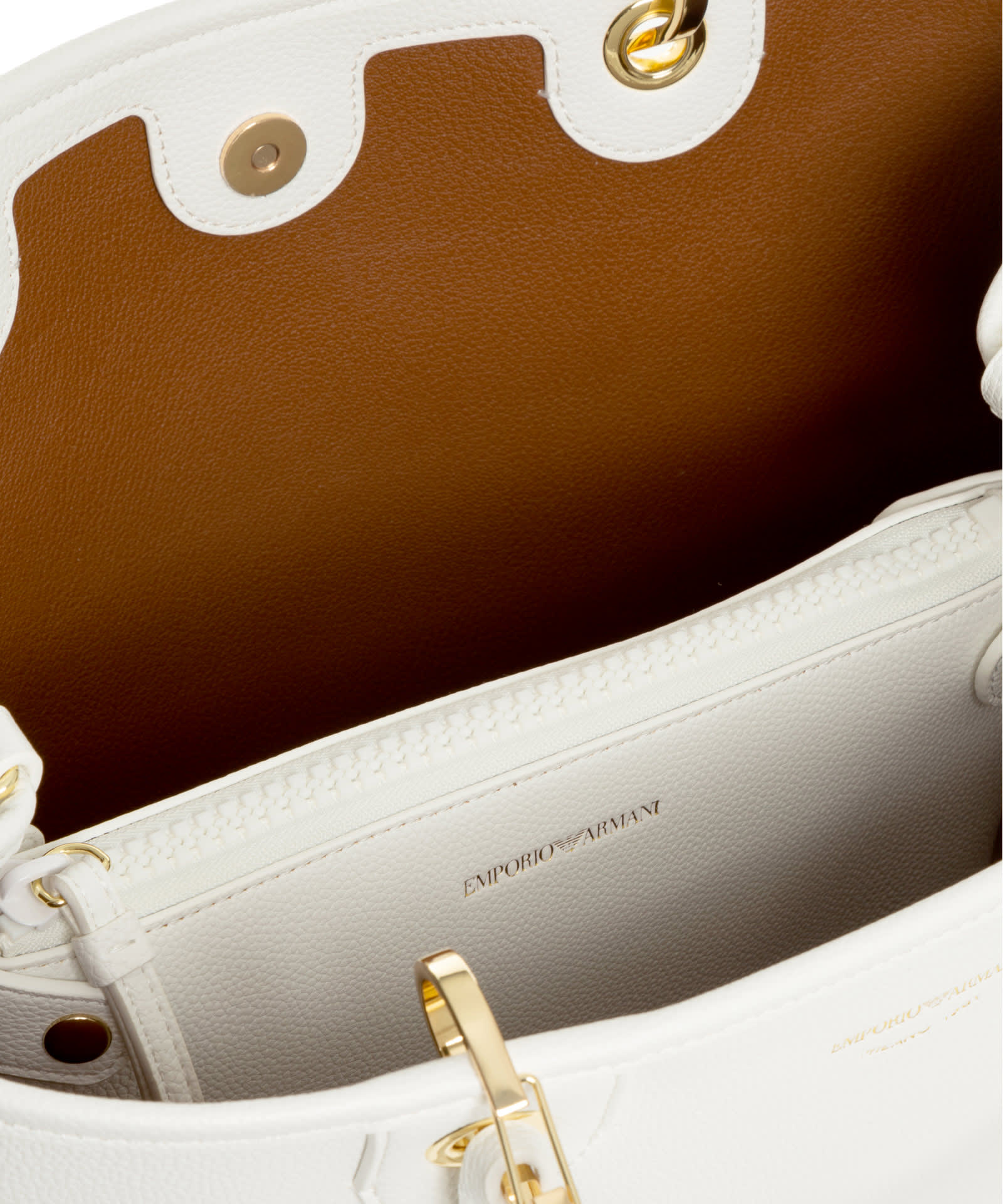 Emporio Armani Myea Bag Small Shopper Bag With Deer Print In Bianco