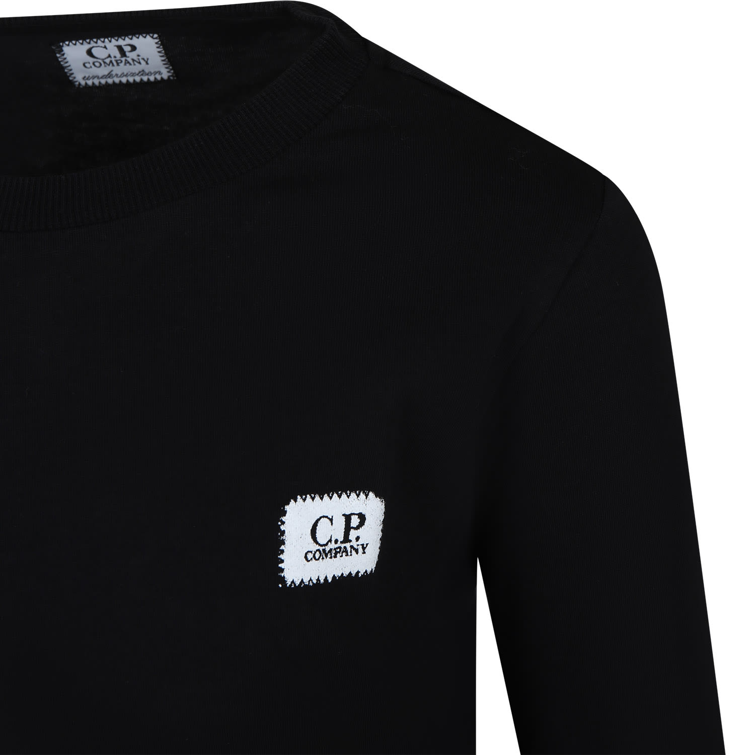 Shop C.p. Company Undersixteen Black T-shirt For Boy With Logo