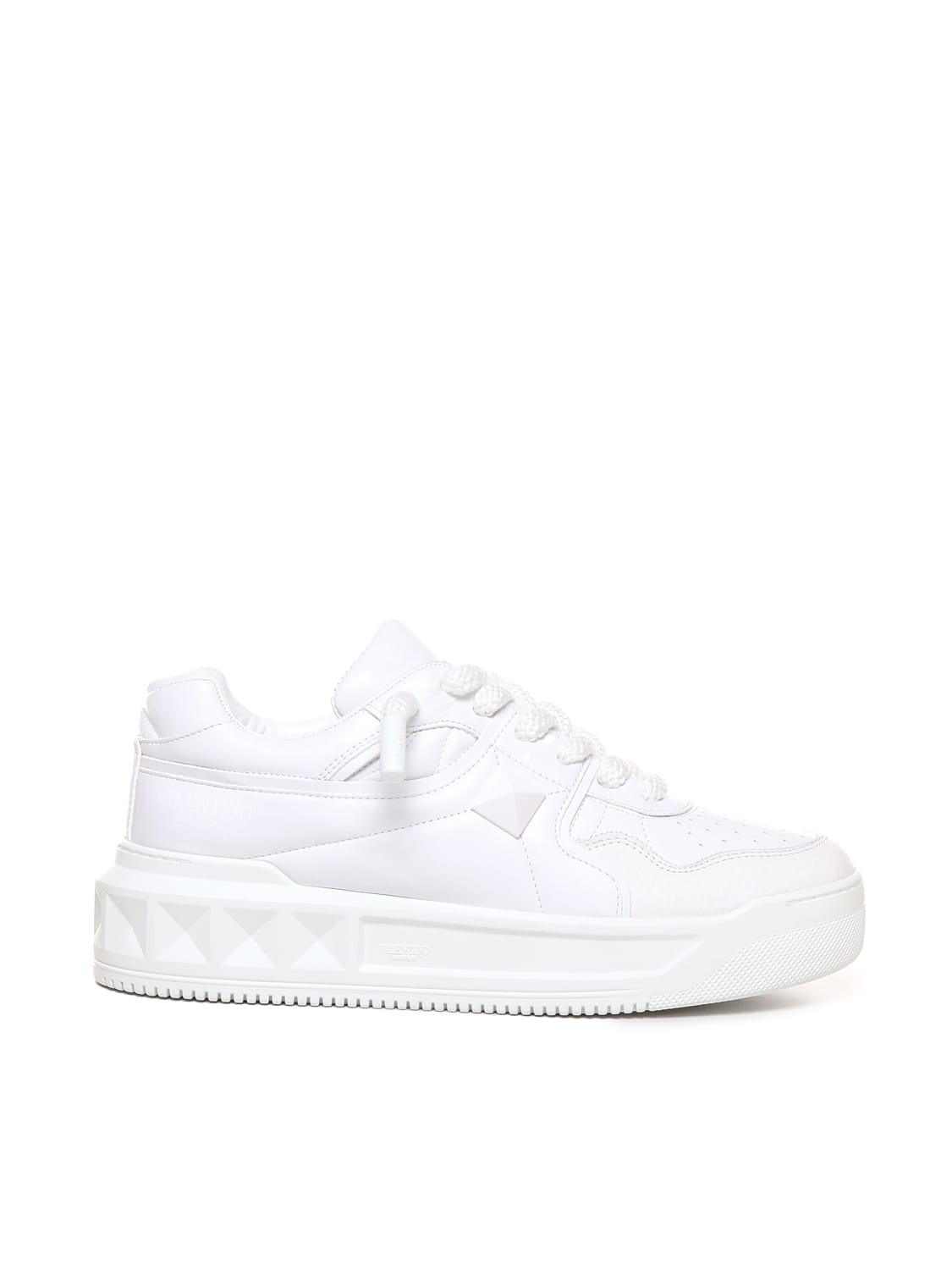 Shop Valentino One Stud Xl Sneakers In Calfskin In White