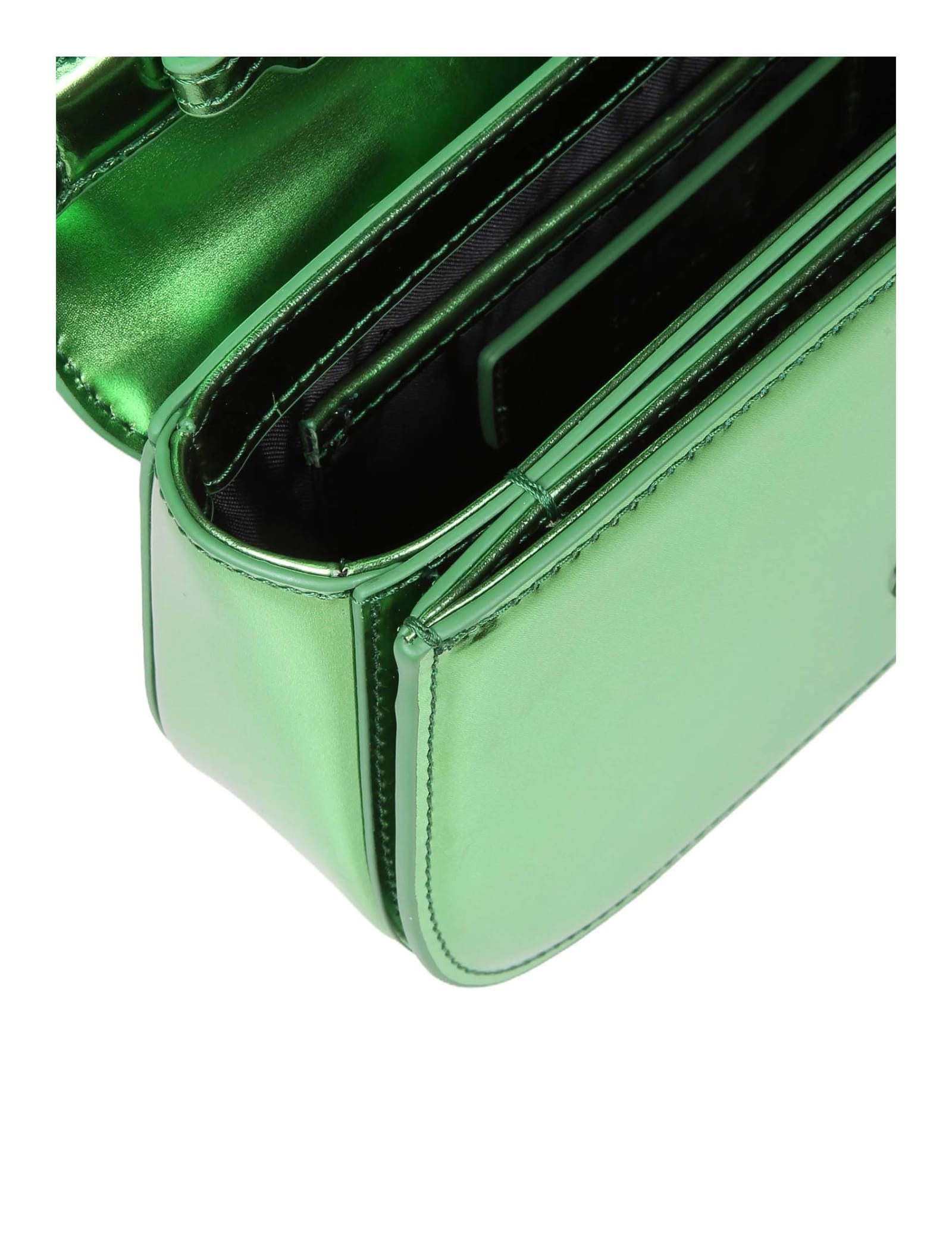 Shop Diesel 1dr Shoulder Bag In Green Color Mirror Leather