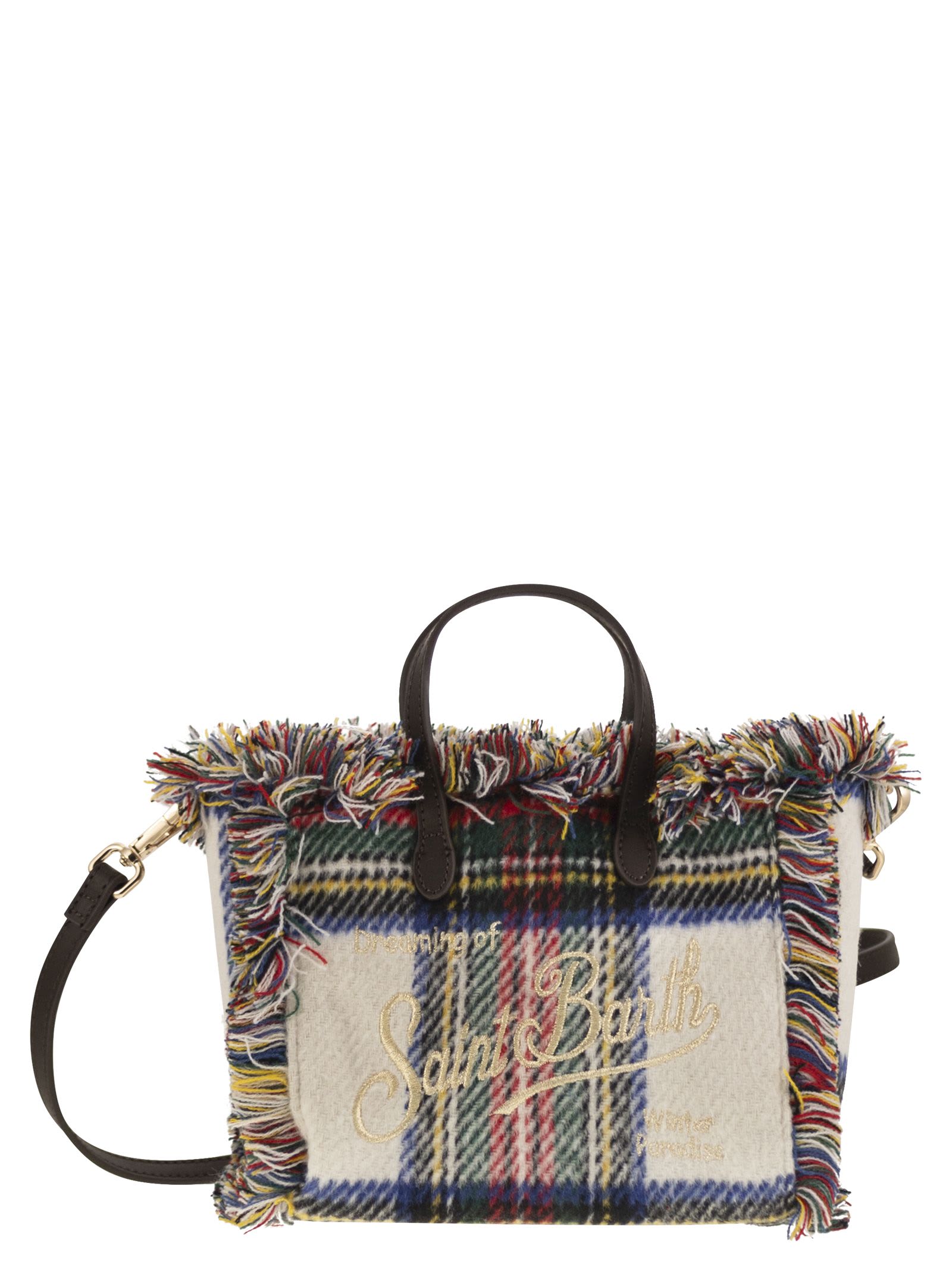 Shop Mc2 Saint Barth Mini Vanity Bag With Bangs And Embroidered Logo In White