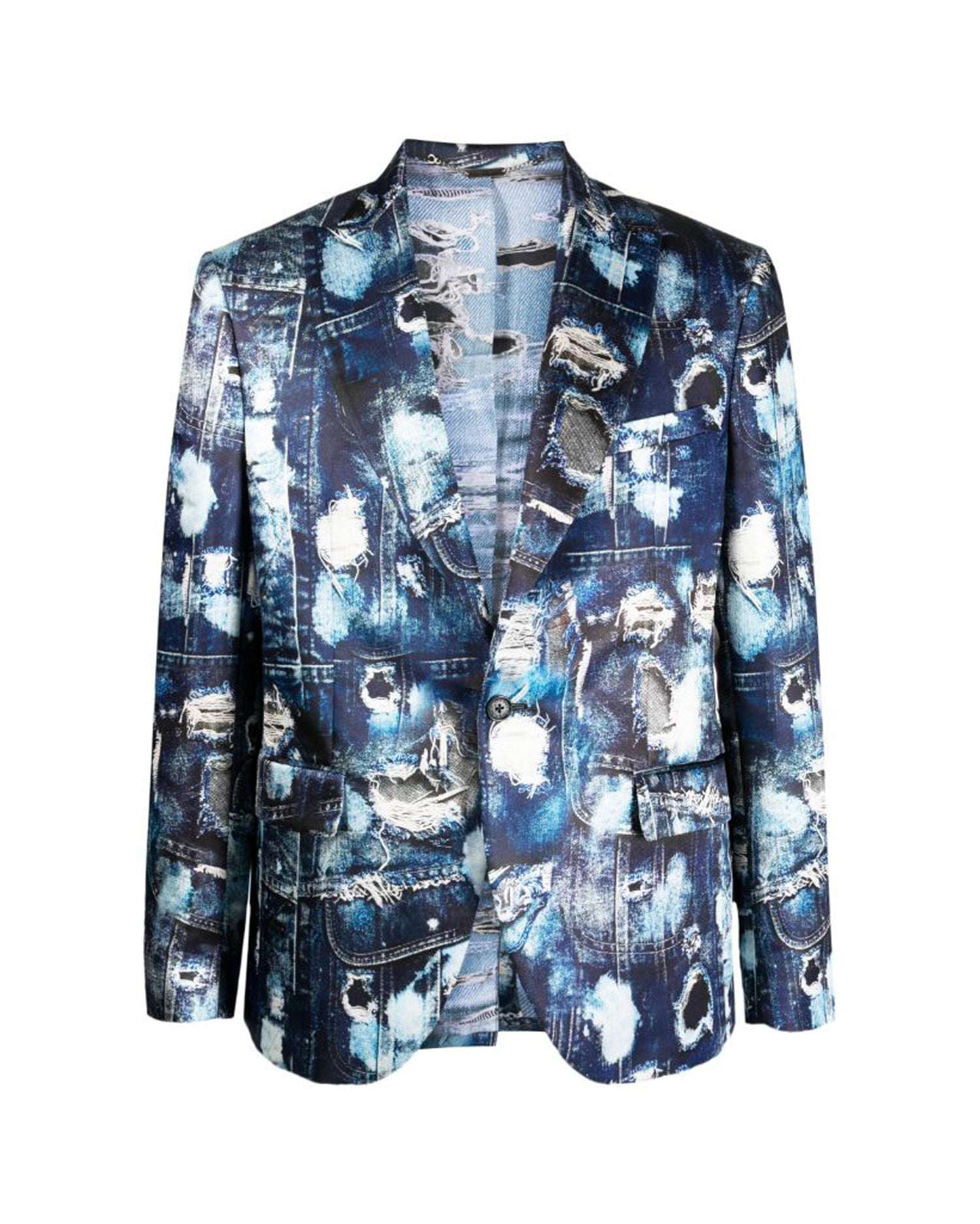 John Richmond Jacket With Lapel And Iconic Denim Pattern Fashion Show. In Fantasia