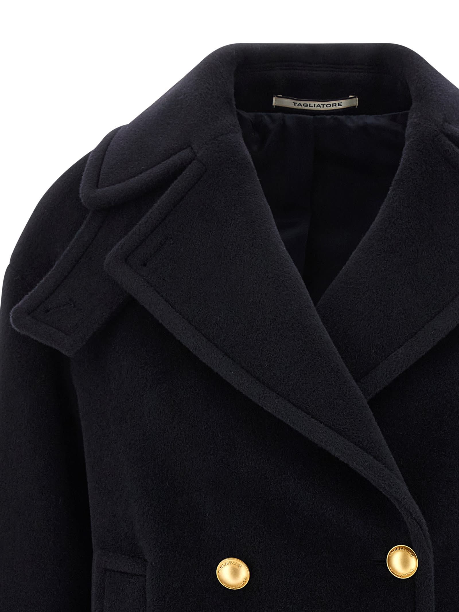 Tagliatore Double-breasted Coat Flap Pockets In Black