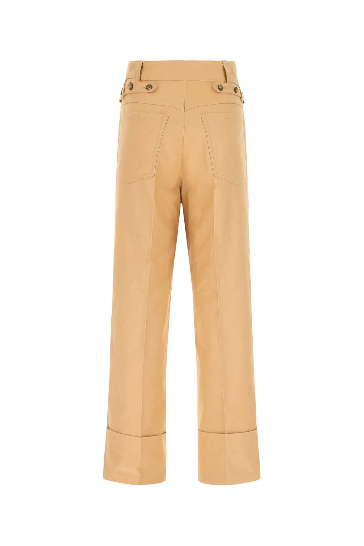 Shop Quira Camel Cotton Wide Leg Pant In Q0072